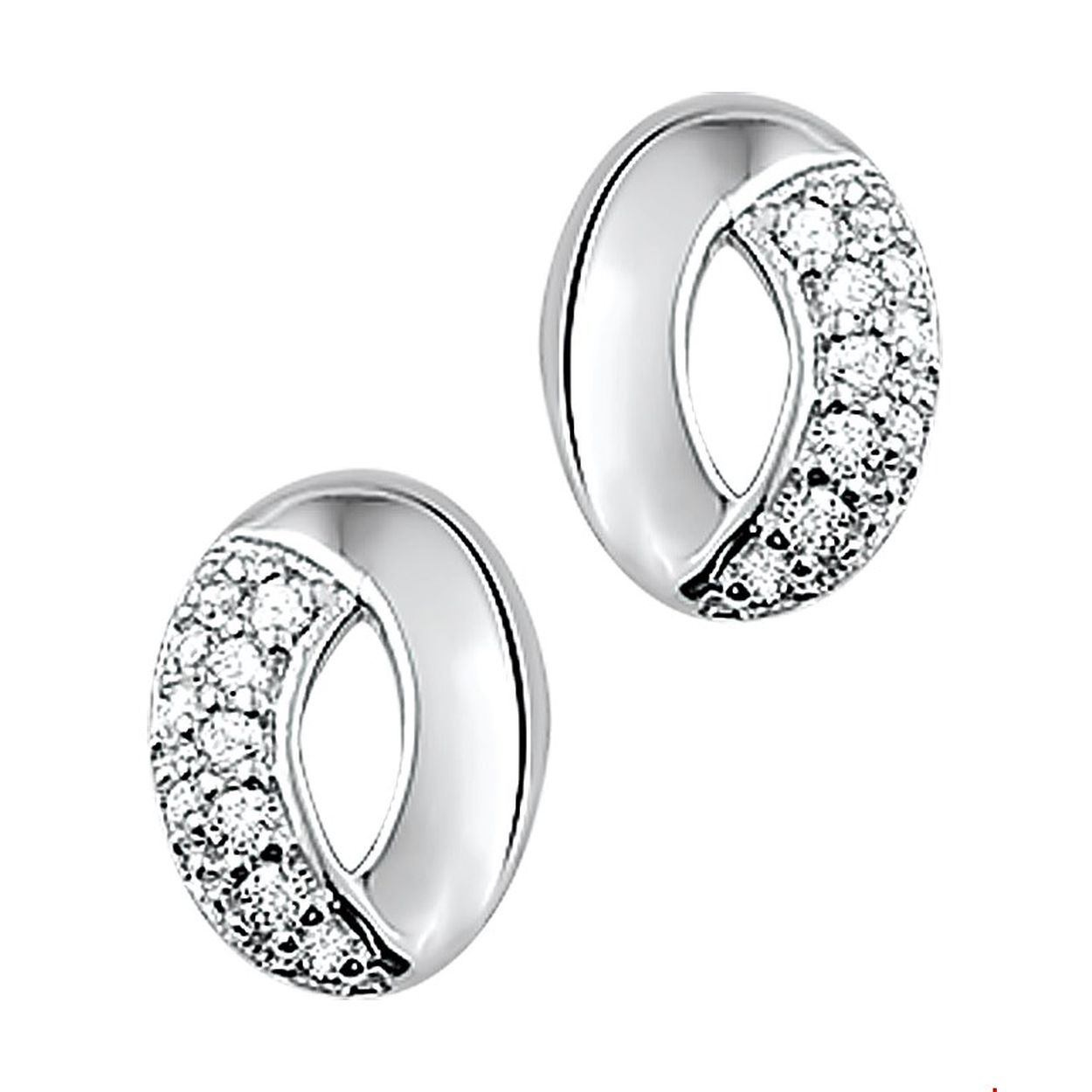 Beschrijving: Gerhodineerd zilveren oorknoppen met zirkonia. 
Verpakt per: 1
Doelgroep: dames
Breedte: 7.5 mm
Hoogte: 10.5 mm
Zetting: pave (rijzetting)