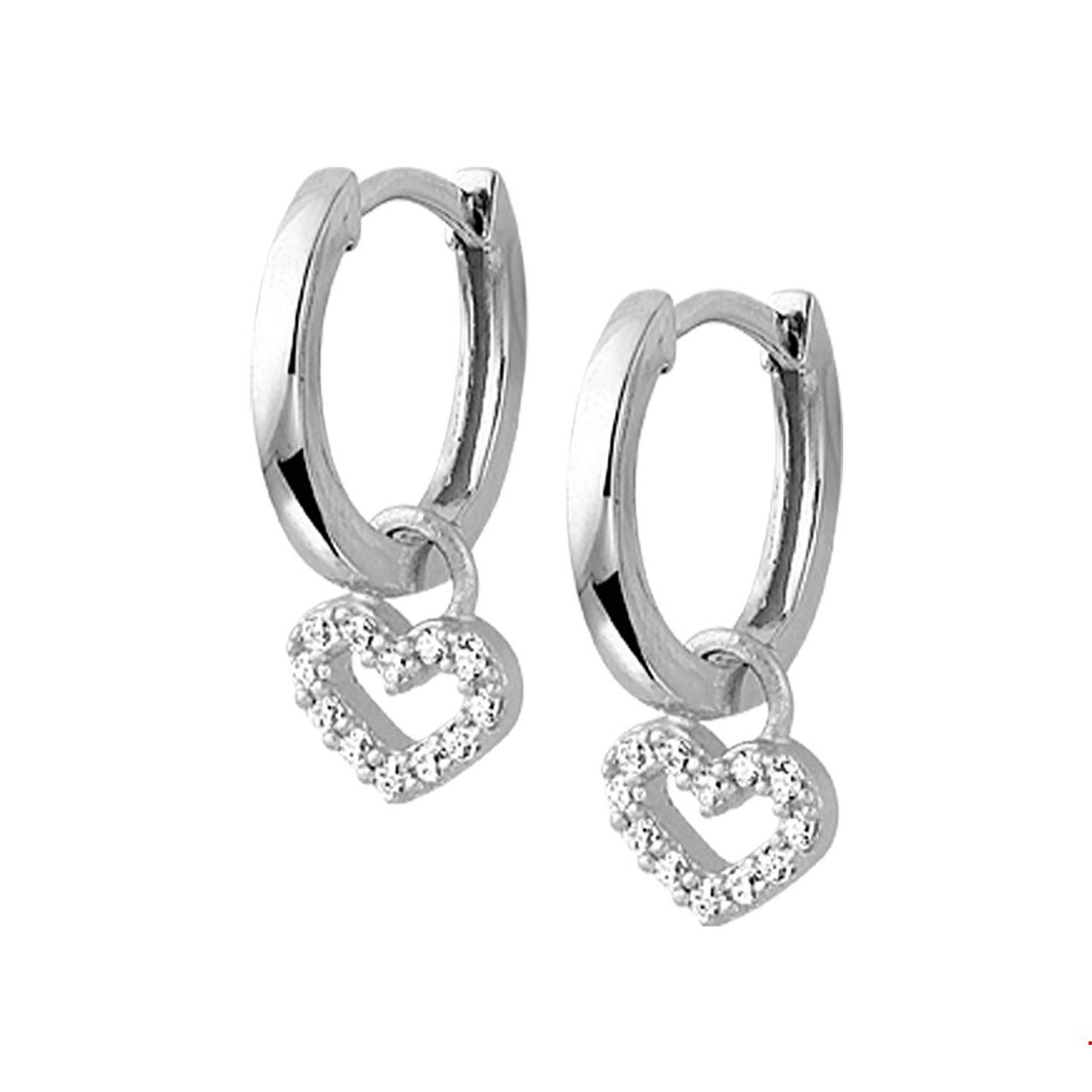 Gerhodineerd zilveren creolen met een afmeting van 12.9x1.6mm uitgevoerd met een hart van 5.8x7.2mm vol met een luxe rijzetting van briljant geslepen zirkonia. Tip: De combinatie van een hart met schitterdende stenen maken deze creolen tot een perfect kado Breedte: 1.6 mm
Zetting: entourage (rijzetting)