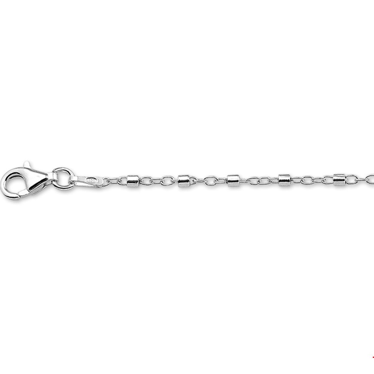 Beschrijving: Gerhodineerd zilveren enkelbandje met buisjes. 
Doelgroep: dames
Breedte: 1.9 mm
Kortste lengte: 24 cm
Langste lengte: 26 cm
