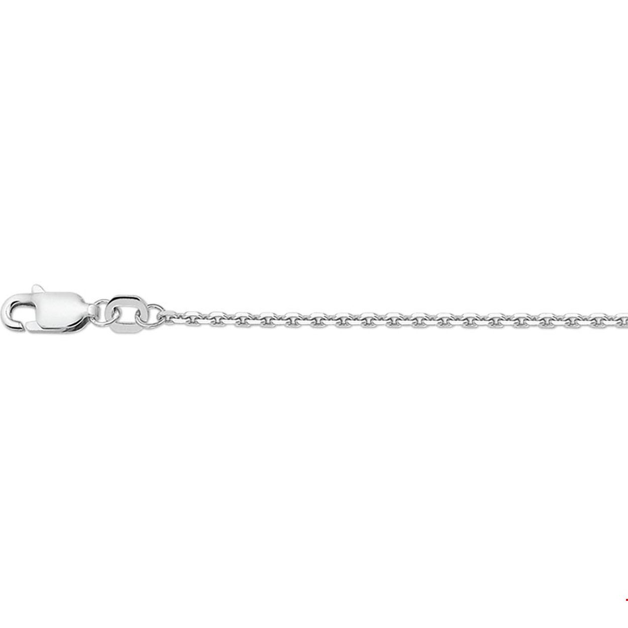 Gerhodineerd zilveren collier met anker schakel. 
Breedte: 1.6 mm
Langste lengte: 90 cm