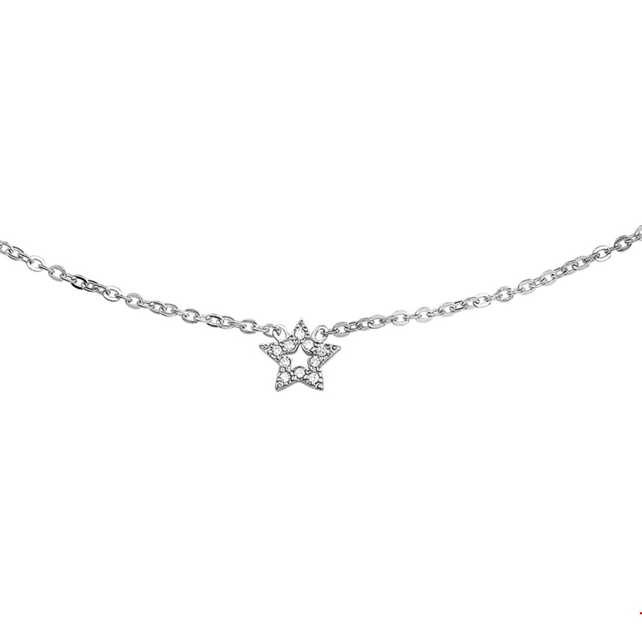 Beschrijving: Gerhodineerd zilveren collier met een ster van zirkonia. De lengte bedraagt 40cm met 4cm extensie.
Verpakt per: 1
Doelgroep: dames
Breedte: 0.9 mm
Kortste lengte: 40 mm
Langste lengte: 44 mm