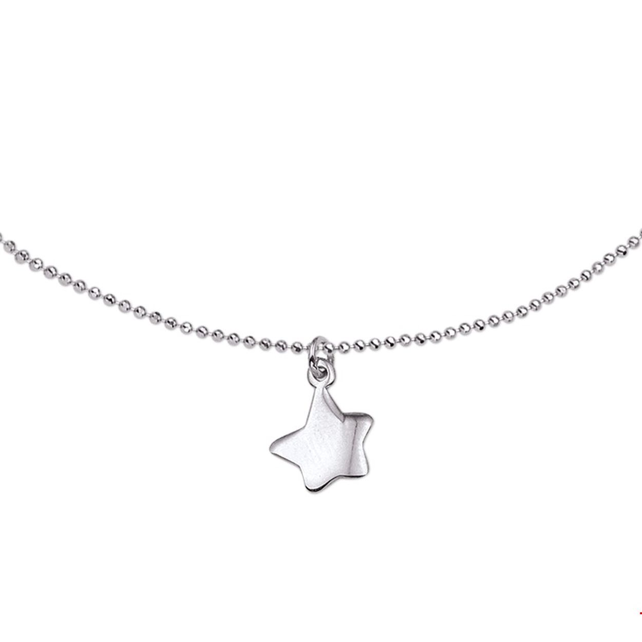 Beschrijving: Gerhodineerd zilveren collier met een ster. De lengte van het collier bedraagt 40cm met 4cm extensie. De schakelbreedte bedraagt 1.2mm. 
Verpakt per: 1
Doelgroep: kinderen
Breedte: 1.2 mm
Kortste lengte: 40 mm
Langste lengte: 44 mm