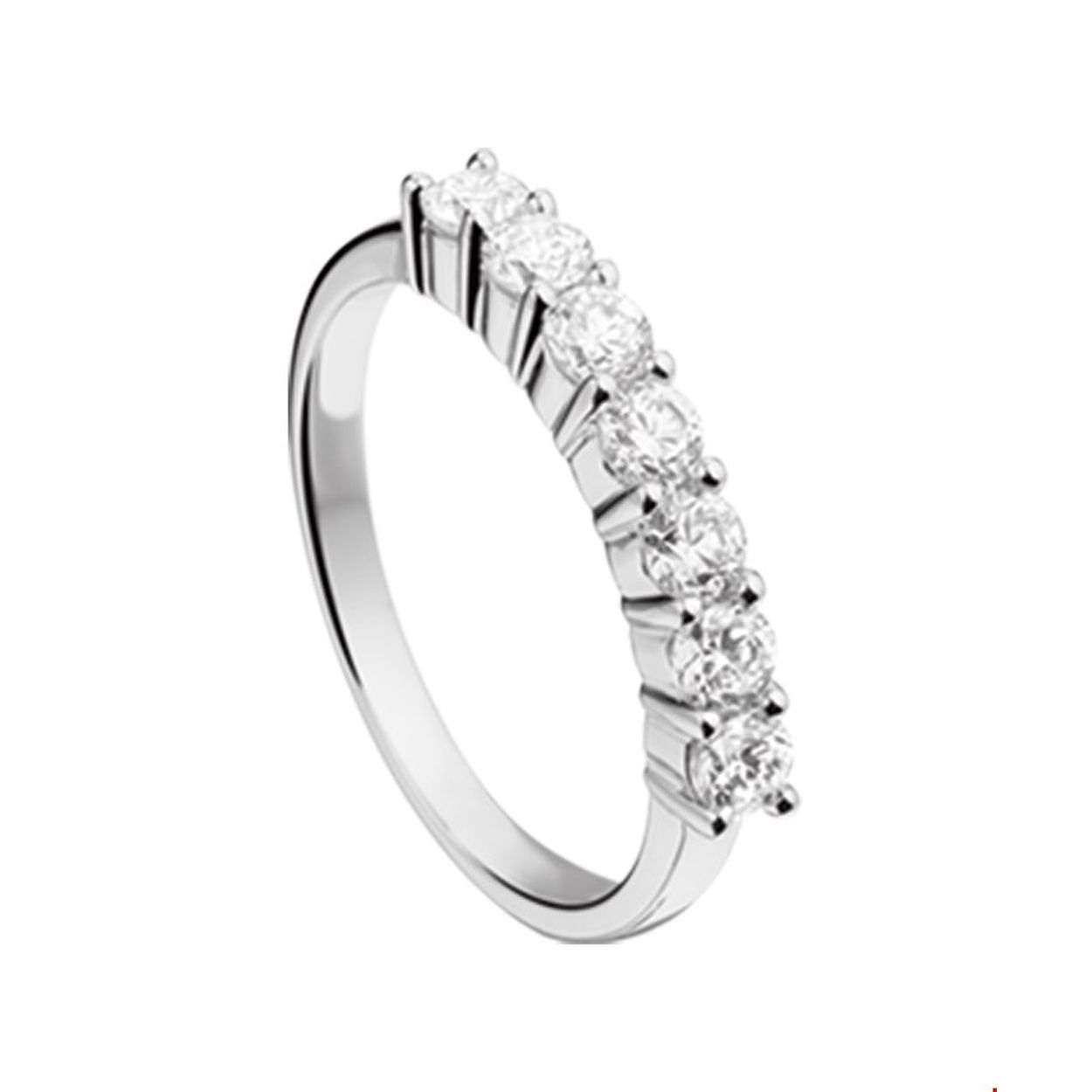 Zilver ring 
Ringmaat: 17.25 mm (54)
Breedte: 3 mm
Zetting: alliance (rijzetting)