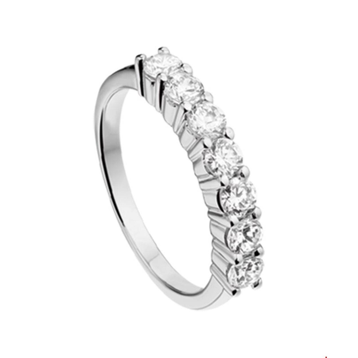 Zilver ring 
Ringmaat: 17.25 mm (54)
Breedte: 3.5 mm
Zetting: alliance (rijzetting)