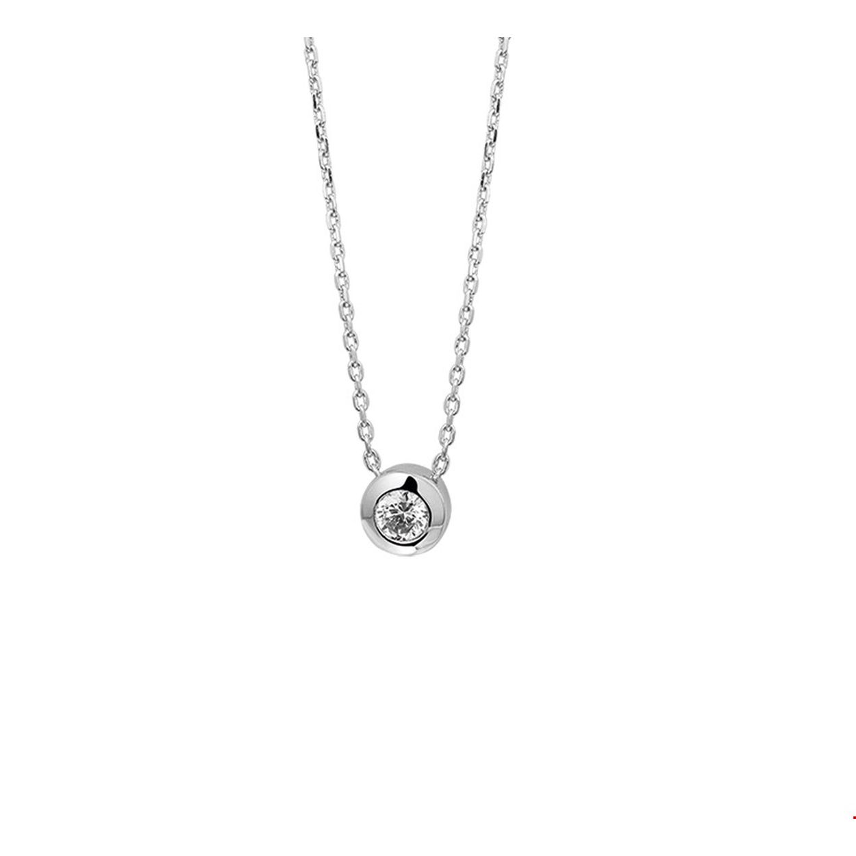 Beschrijving: Gerhodineerd zilveren collier met zirkonia. De lengte van het collier bedraagt 42cm met 3cm extensie. De schakelbreedte bedraagt 1.4mm. 
Verpakt per: 1
Doelgroep: dames
Breedte: 8 mm
Kortste lengte: 42 mm
Langste lengte: 45 mm
Zetting: solitaire (kastzetting)