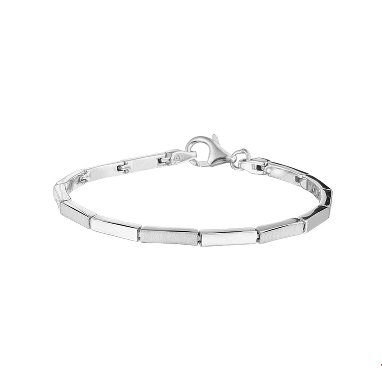 Beschrijving: Gerhodineerd zilveren armband met een poli/matte afwerking. 
Verpakt per: 1
Doelgroep: dames
Breedte: 2.8 mm
Langste lengte: 19 mm
