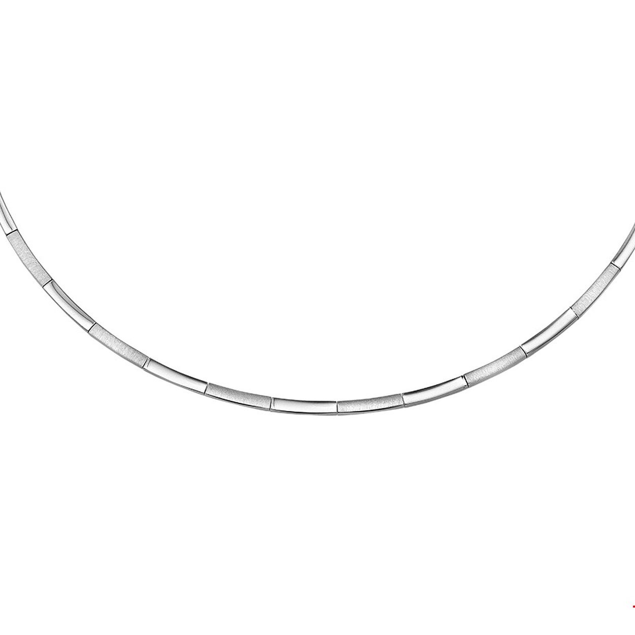 Beschrijving: Gerhodineerd zilveren collier met een poli/matte afwerking.
Verpakt per: 1
Doelgroep: dames
Breedte: 2.8 mm
Langste lengte: 43 mm