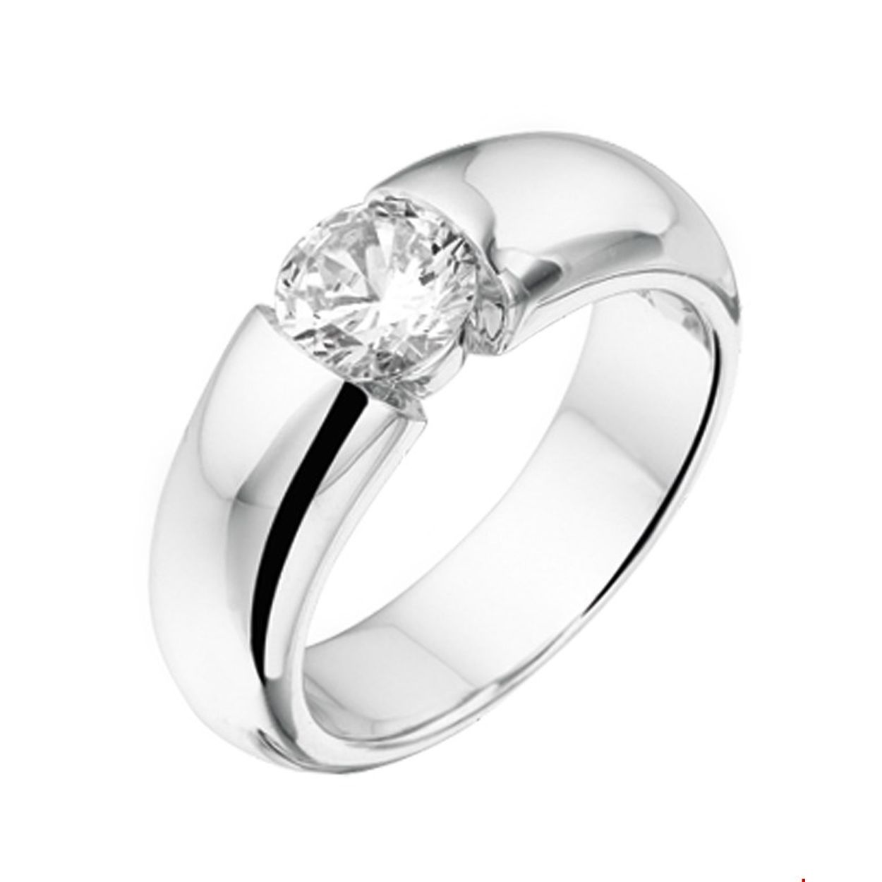 Beschrijving: Gerhodineerd zilveren ring met zirkonia. 
Uniekenummer serie: 28914
Verpakt per: 1
Doelgroep: dames
Ringmaat: 18.50 mm (58)
Breedte: 7 mm
Zetting: solitaire (span zetting)