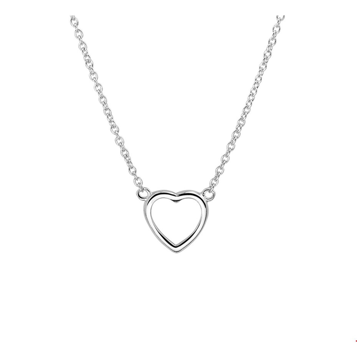 Beschrijving: Gerhodineerd zilveren collier met een open hart. De lengte van  het collier bedraagt 41cm met 4cm extensie. De schakelbreedte bedraagt 1.3mm.
Verpakt per: 1
Doelgroep: dames
Breedte: 9.5 mm
Kortste lengte: 41 mm
Langste lengte: 45 mm
Hoogte: 9.5 mm