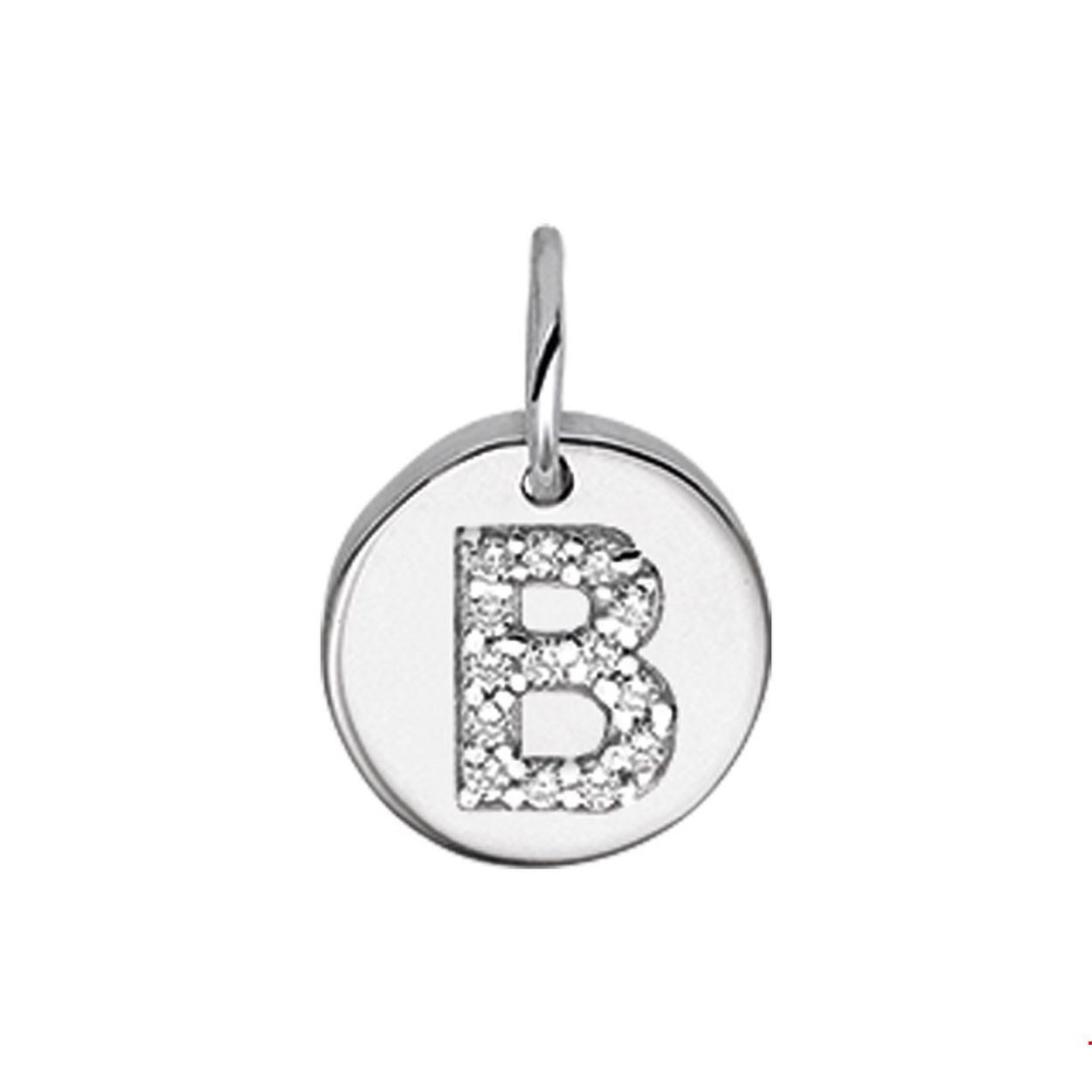 Beschrijving: Gerhodineerd zilveren bedel met de letter B en zirkonia. 
Uniekenummer serie: 35761
Verpakt per: 1
Doelgroep: unisex
Breedte: 9.5 mm
Zetting: entourage (rijzetting)