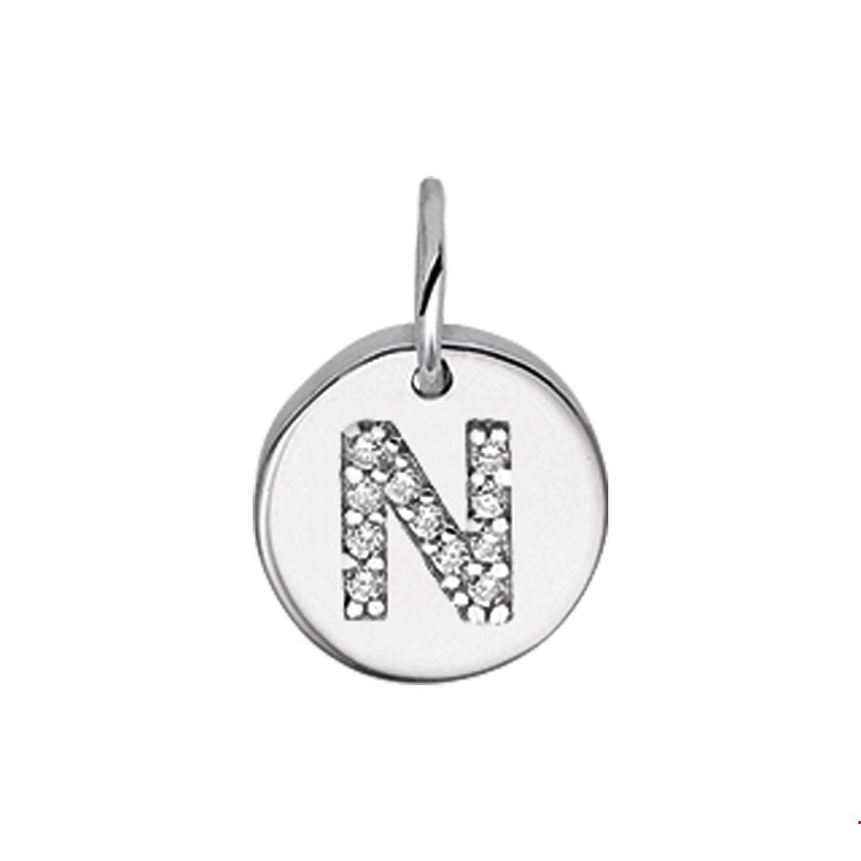 Beschrijving: Gerhodineerd zilveren bedel met de letter N en zirkonia. 
Uniekenummer serie: 35761
Verpakt per: 1
Doelgroep: unisex
Breedte: 9.5 mm
Zetting: entourage (rijzetting)