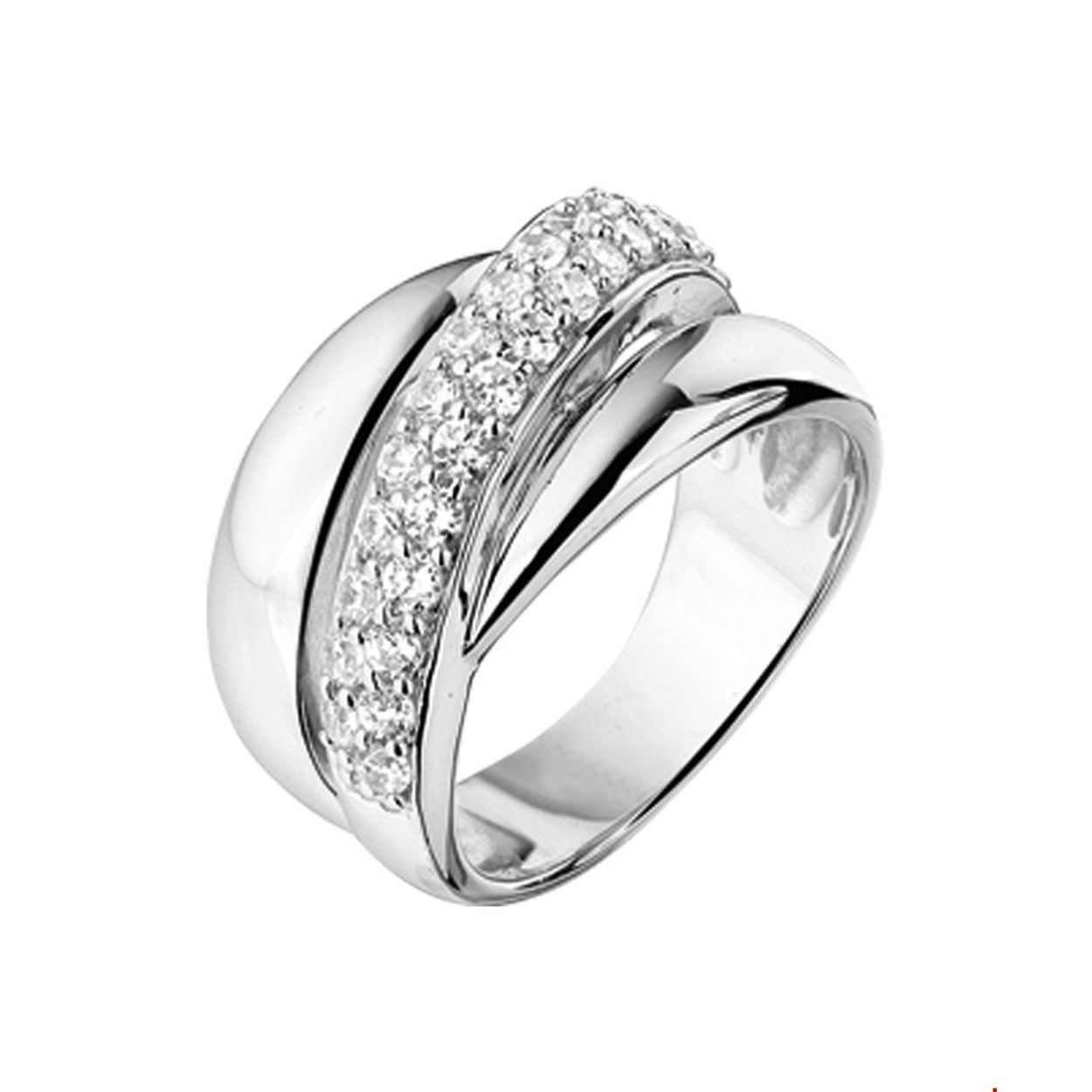 Gerhodineerd zilveren ring met zirkonia. 

Ringmaat: 20.25 mm (64)
Breedte: 11.5 mm
Zetting: pave

verkrijgbaar in andere maten