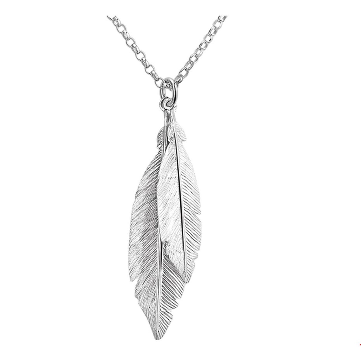 Beschrijving: Trendy gerhodineerd zilveren 2mm breed jasseron collier met twee veren van 41.5x10.5mm. De lengte van het collier bedraagt 41cm met 3cm extensie. Ben je helemaal van het hier en nu? Hou jij van trendy sieraden dan mag dit collier niet missen in jou sieraden stash!. Veren komen nu overal terug op je kleding op je tas en zeker ook bij sieraden!. Helemaal hip en trendy!.
Verpakt per: 1
Doelgroep: dames
Breedte: 10.5 mm
Kortste lengte: 41 mm
Langste lengte: 44 mm
Hoogte: 41.5 mm