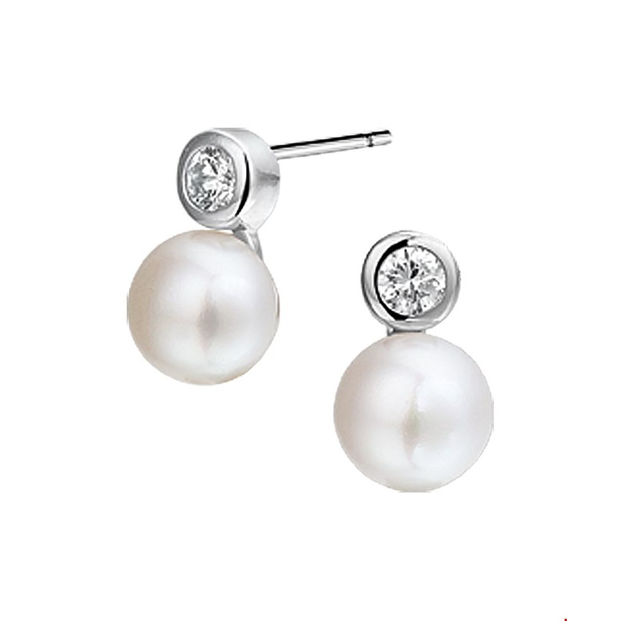 Huiscollectie Oorknoppen parel en zirkonia 1319653 - 12mm