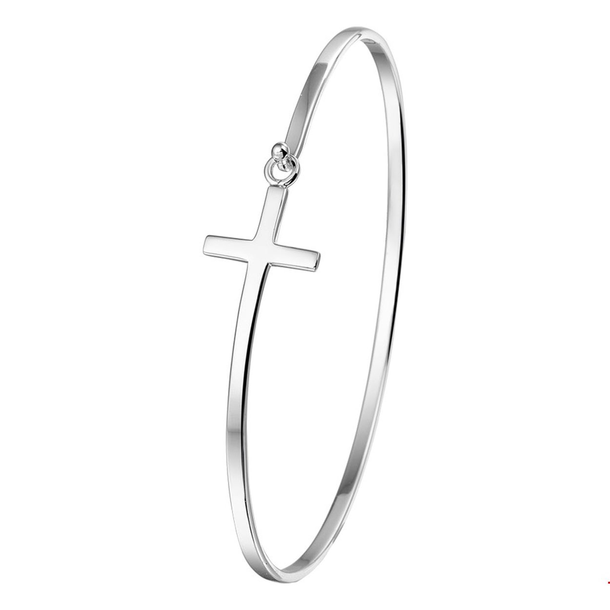 Beschrijving: Gerhodineerd zilveren armband met een kruis. 
Verpakt per: 1
Doelgroep: dames
Breedte: 2 mm