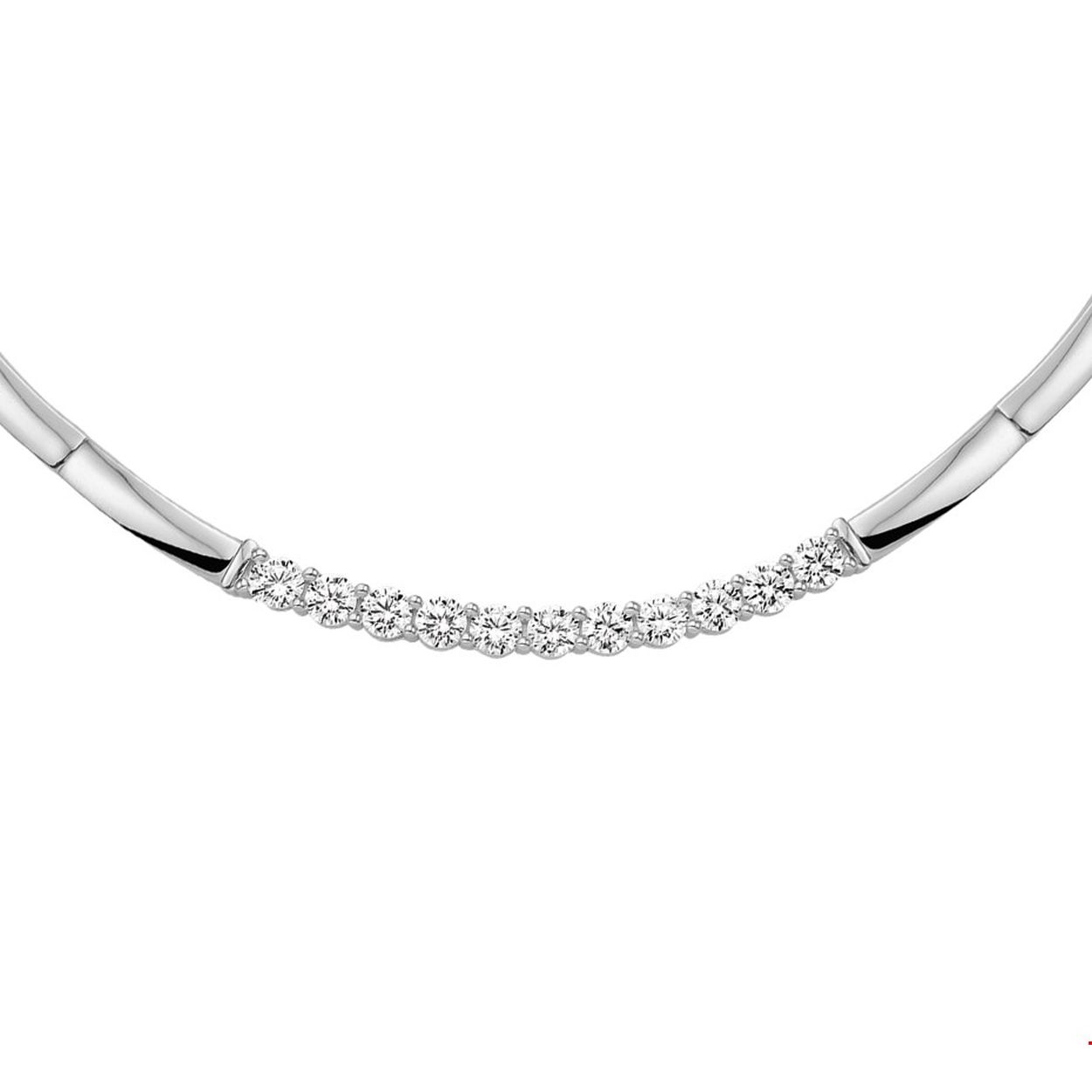 Gerhodineerd zilveren collier met zirkonia.
Doelgroep: dames
Breedte: 4 mm
Langste lengte: 45 cm
Zetting: entourage (rijzetting)