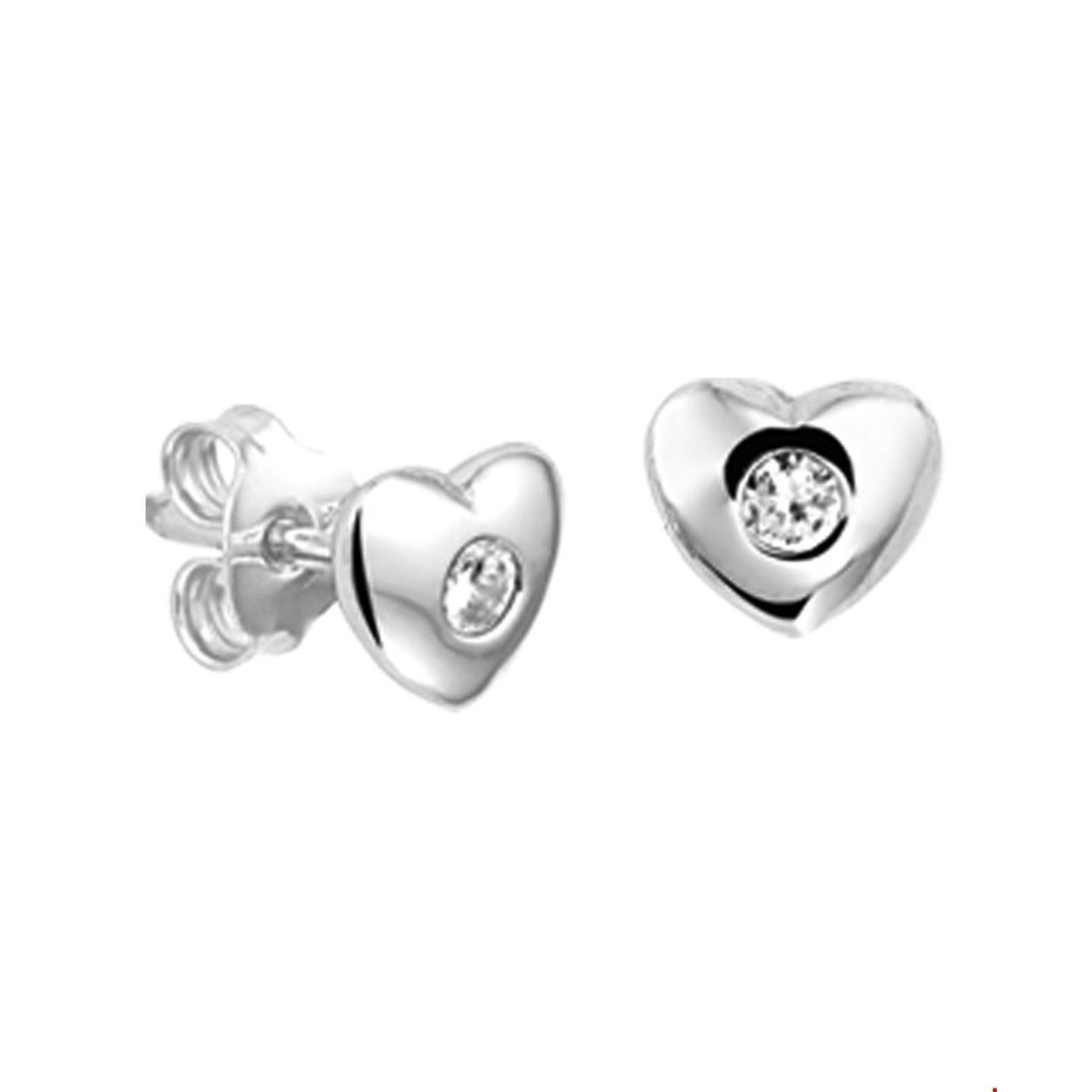 Gerhodineerd zilveren oorknoppen met een zirkonia in de vorm van een hartje.

Breedte: 6.5 mm
Hoogte: 6 mm
Zetting: solitaire (kastzetting)