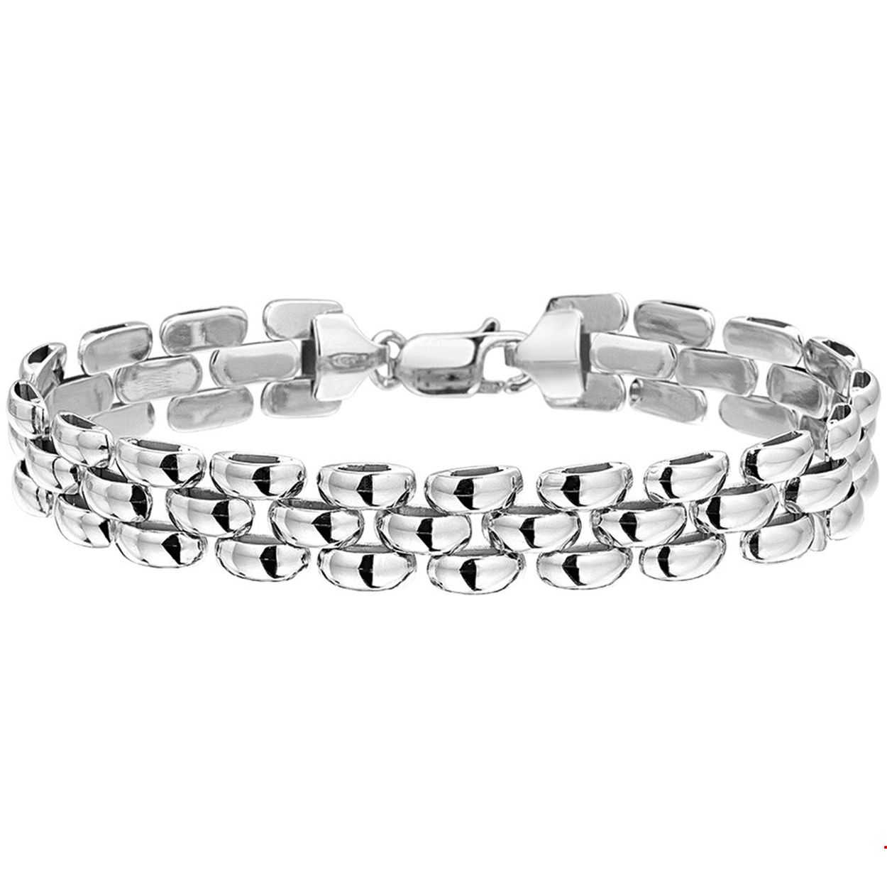 Beschrijving: Gerhodineerd zilveren armband. 
Verpakt per: 1
Doelgroep: dames
Breedte: 10 mm
Langste lengte: 19 mm