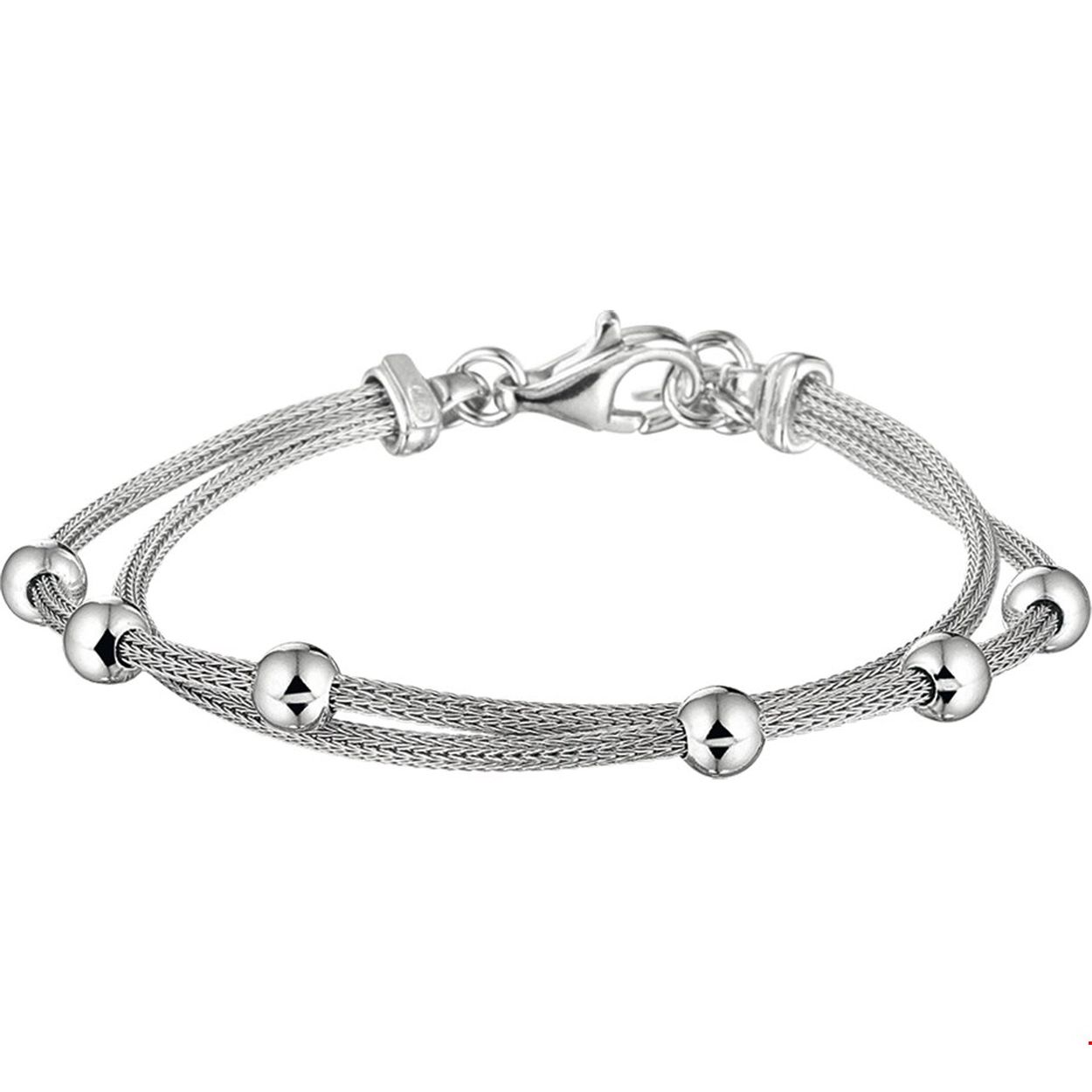 Gerhodineerd zilveren armband met bolletjes. De lengte bedraagt 18cm tot 20,5cm.