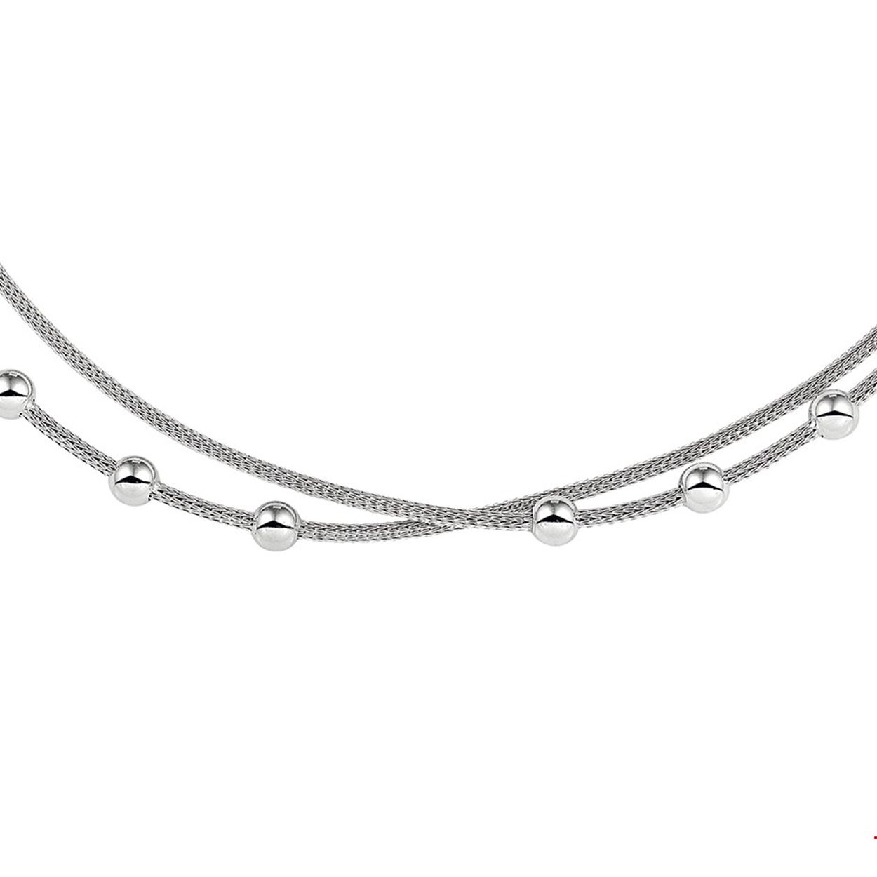 Gerhodineerd zilveren collier met bolletjes. De lengte bedraagt 42cm met 3cm extensie.
Doelgroep: dames
Breedte: 2 mm
Kortste lengte: 42 cm
Langste lengte: 45 cm