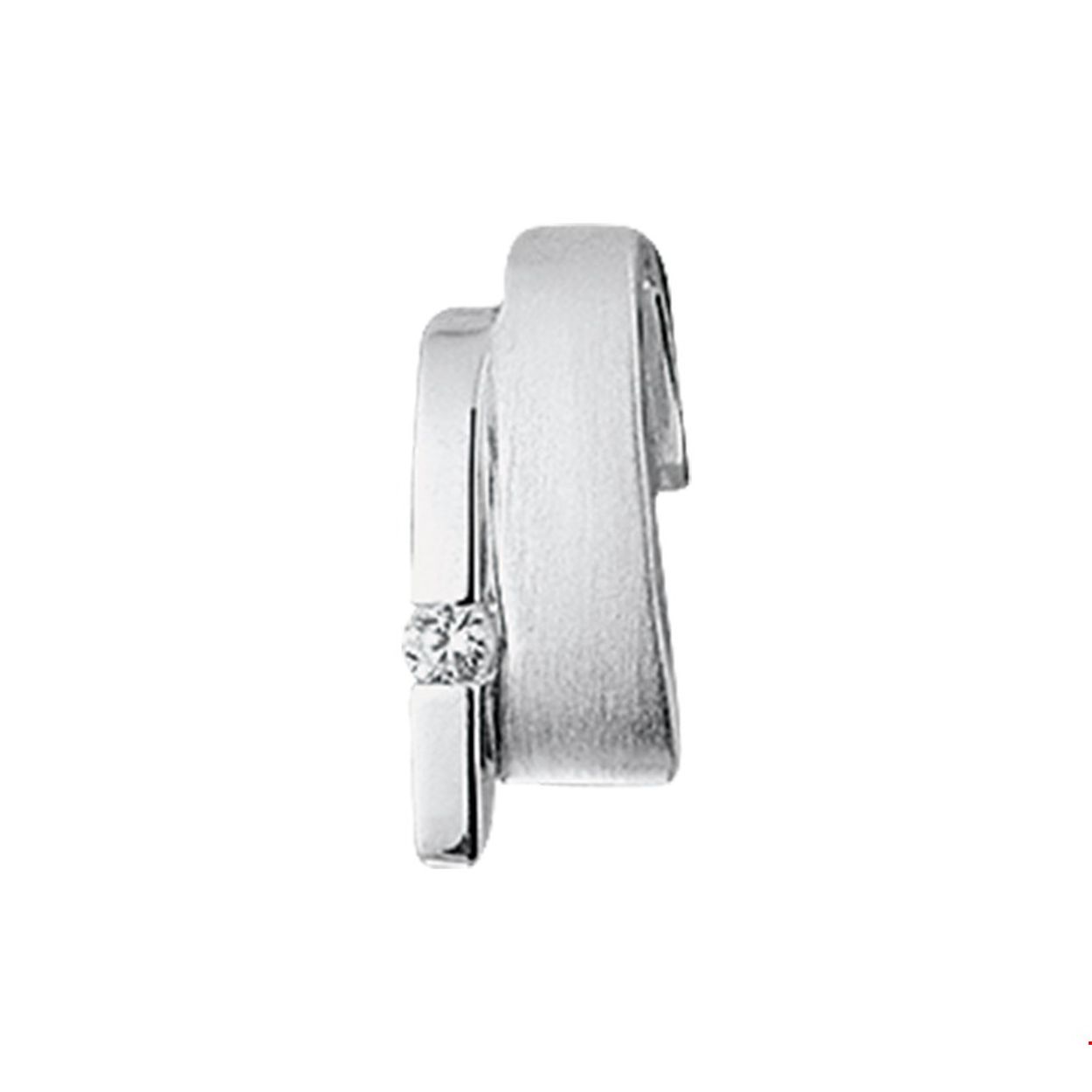 Beschrijving: Gerhodineerd zilveren hanger met zirkonia en een poli/matte afwerking. 
Verpakt per: 1
Doelgroep: dames
Breedte: 7 mm
Hoogte: 15 mm
Zetting: solitaire (span zetting)
