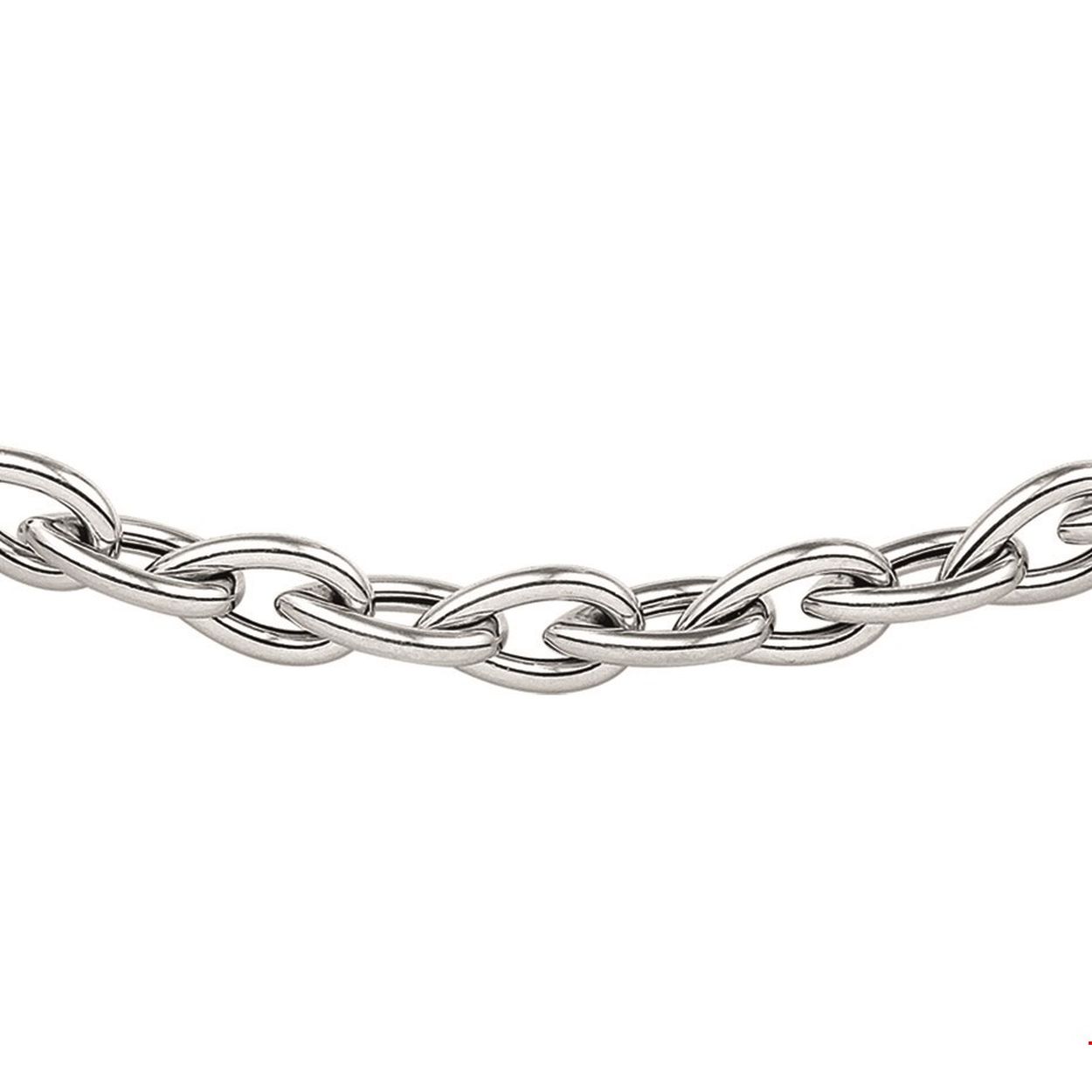 Beschrijving: Zilveren schakelcollier.
Verpakt per: 1
Doelgroep: dames
Breedte: 7 mm
Langste lengte: 47 mm