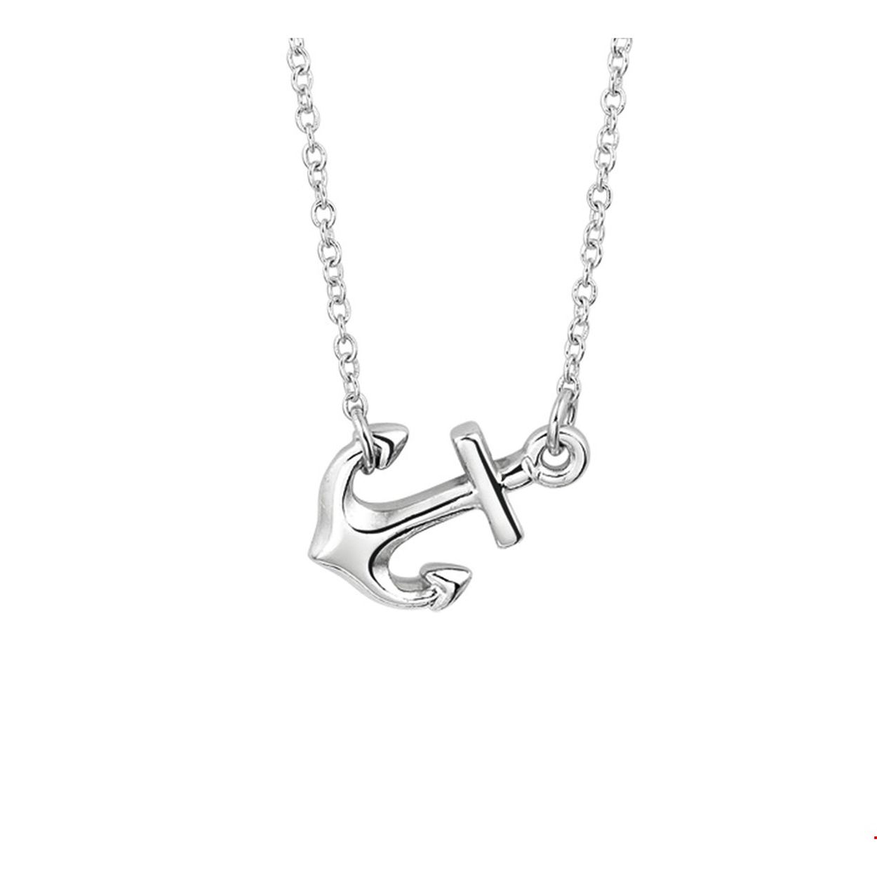 Beschrijving: Gerhodineerd zilveren collier met een anker. De lengte bedraagt 41cm met 4cm extensie. De schakelbreedte bedraagt 1.3mm. 
Verpakt per: 1
Doelgroep: dames
Breedte: 15.5 mm
Kortste lengte: 41 mm
Langste lengte: 45 mm
Hoogte: 11 mm