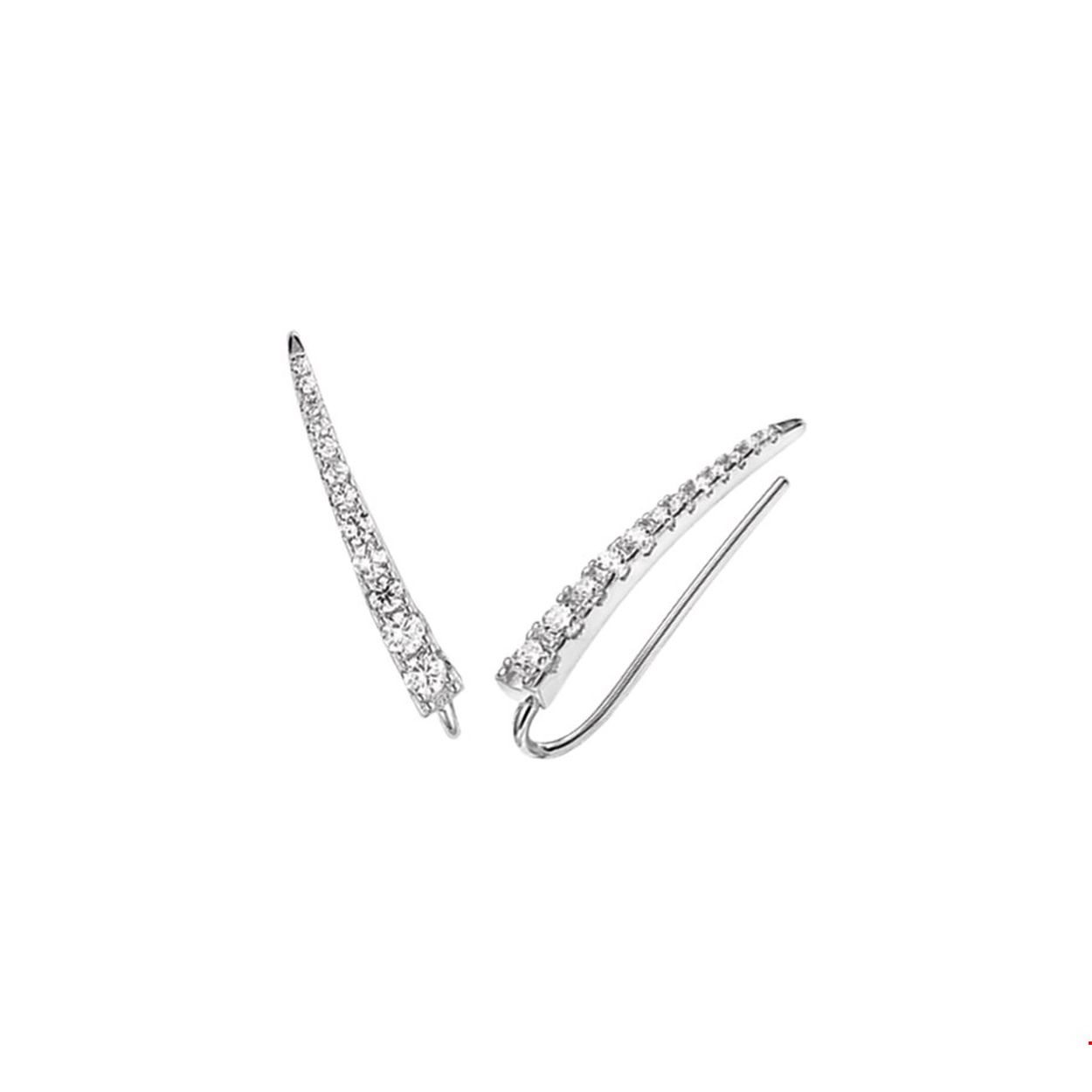 Beschrijving: Gerhodineerd zilveren oorschuiven met zirkonia. 
Verpakt per: 1
Doelgroep: dames
Breedte: 3 mm
Hoogte: 24.5 mm
Zetting: entourage (rijzetting)