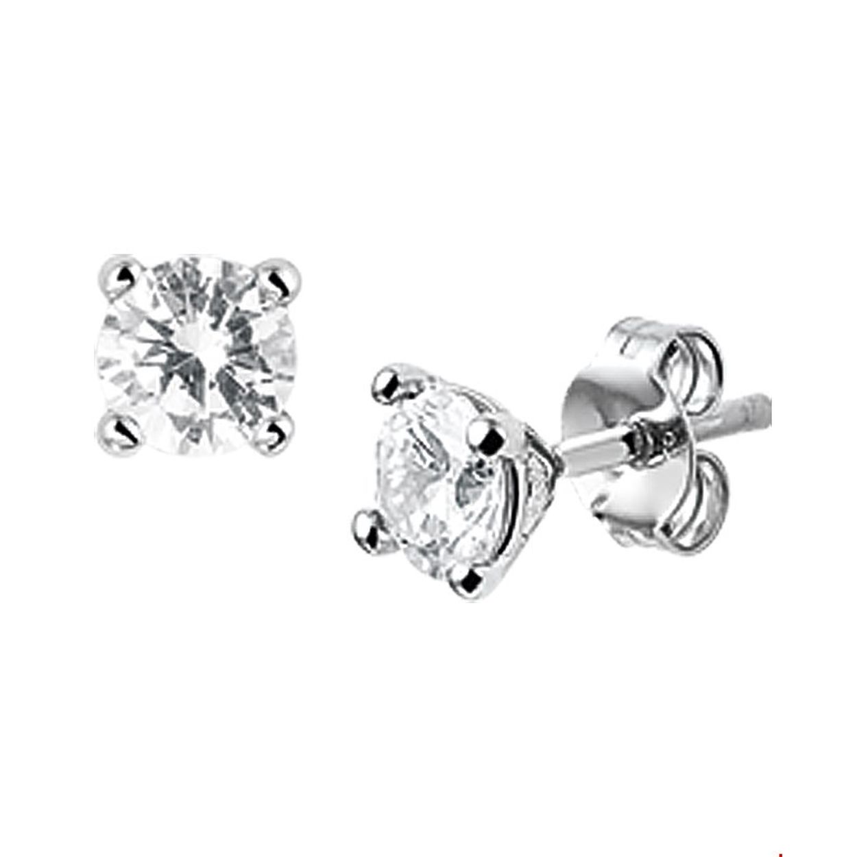 Gerhodineerd zilveren oorknoppen met zirkonia. De oorknoppen zijn onderdeel van een set.
Zetting: solitaire (chatonzetting)