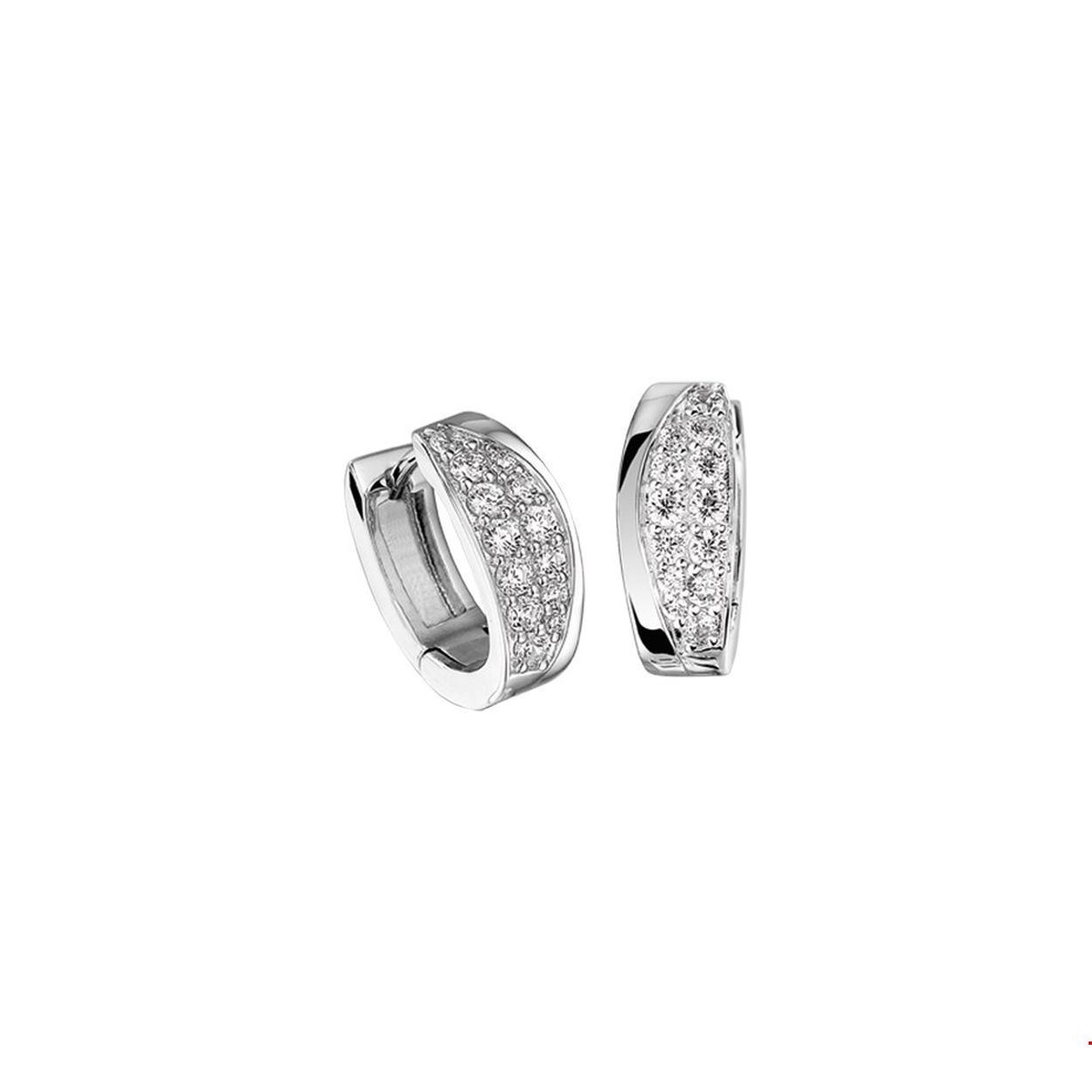 Beschrijving: Gerhodineerd zilveren klapcreolen met zirkonia. 
Verpakt per: 1
Doelgroep: dames
Breedte: 6.5 mm
Zetting: pave