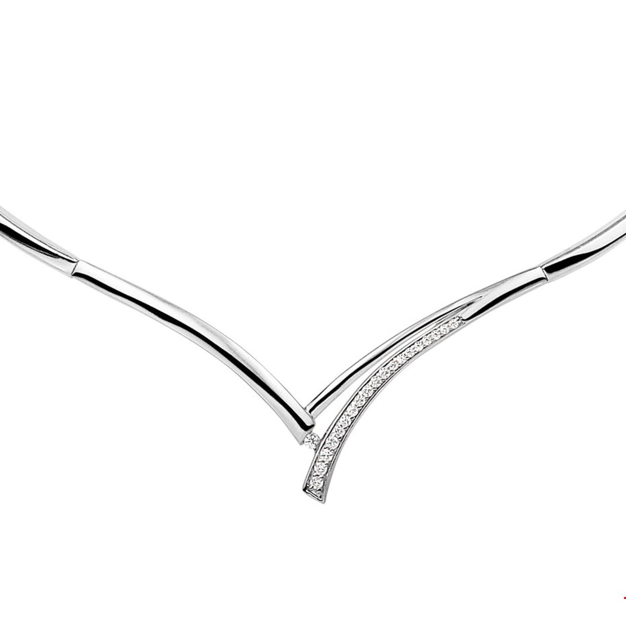 Chique gerhodineerd zilveren 3.2mm breed collier met een lengte van 42cm en een extensie van 4cm uitgevoerd met een luxe rijzetting van briljant geslepen zirkonia. De combinatie met schitterende zirkonia stenen maken dit sieraad tot een ware eyecatcher.
Doelgroep: dames
Breedte: 3.2 mm
Kortste lengte: 42 cm
Langste lengte: 46 cm
Zetting: entourage (rijzetting)
