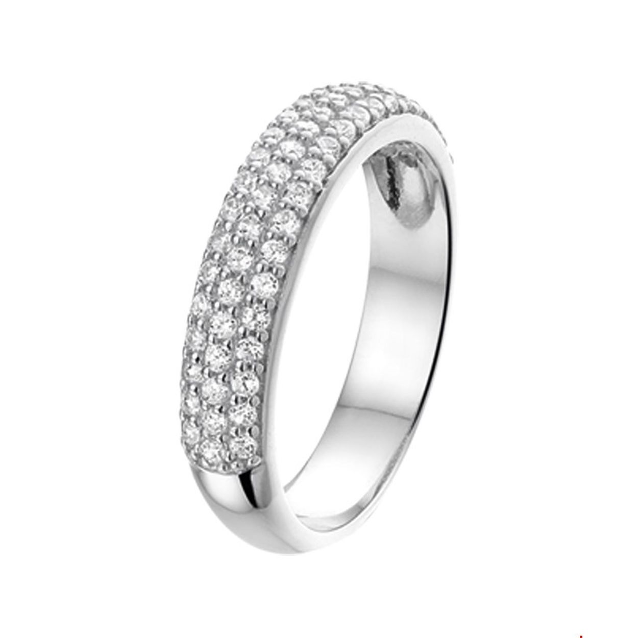 Gerhodineerd zilveren ring met zirkonia.
Ringmaat: 17.75 mm (56)
Breedte: 4.5 mm