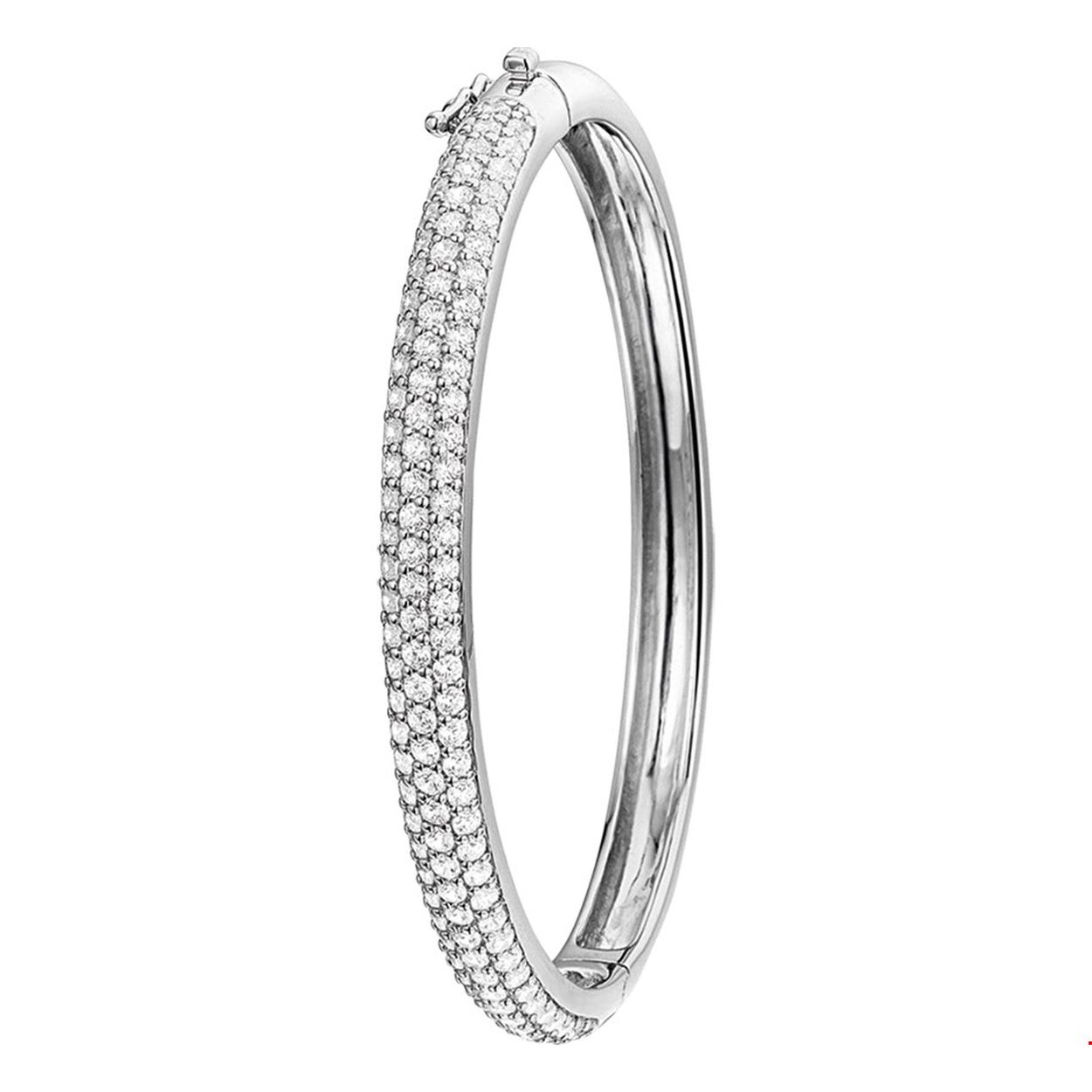 Beschrijving: Gerhodineerd zilveren slavenarmband met zirkonia en een scharnier-sluiting. 
Uniekenummer serie: 32243
Verpakt per: 1
Doelgroep: dames
Breedte: 6 mm
Zetting: pave