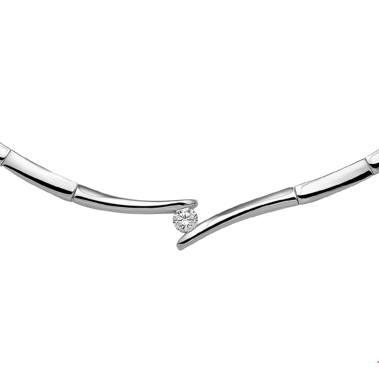 Zilveren choker - Gerhodineerd - Zirkonia - 42+3 cm