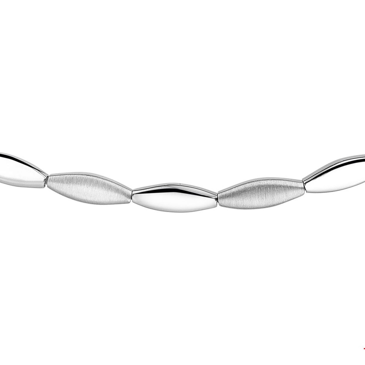 Lengte: 43cm
breedte: 6.5mm 
Schakel: fantasie 
Materiaal : zilver 
