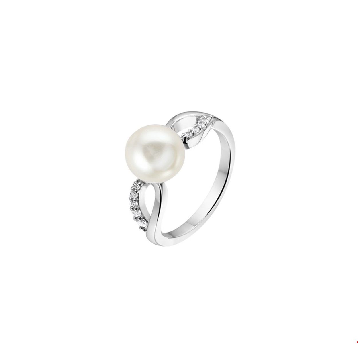1e gehalte zilver met rhodium behandeling. in de ring zijn zirkonia gezet en er is een parel geplaatst.