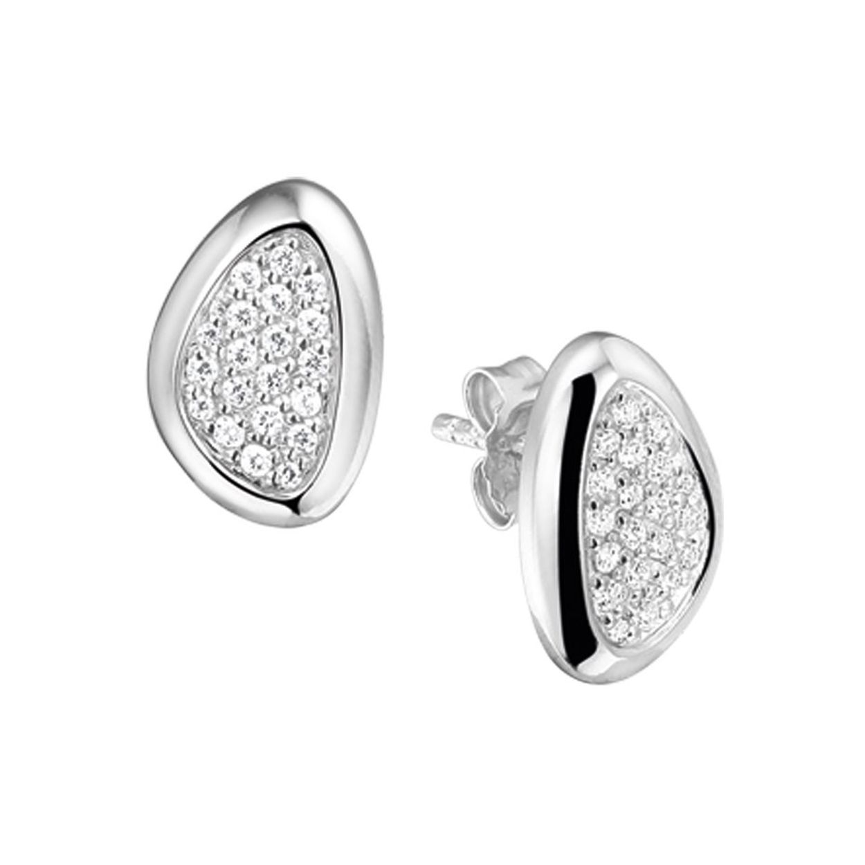 Beschrijving: Gerhodineerd zilveren oorknoppen met zirkonia. 
Verpakt per: 1
Doelgroep: dames
Breedte: 8.5 mm
Hoogte: 14.5 mm
Zetting: pave
