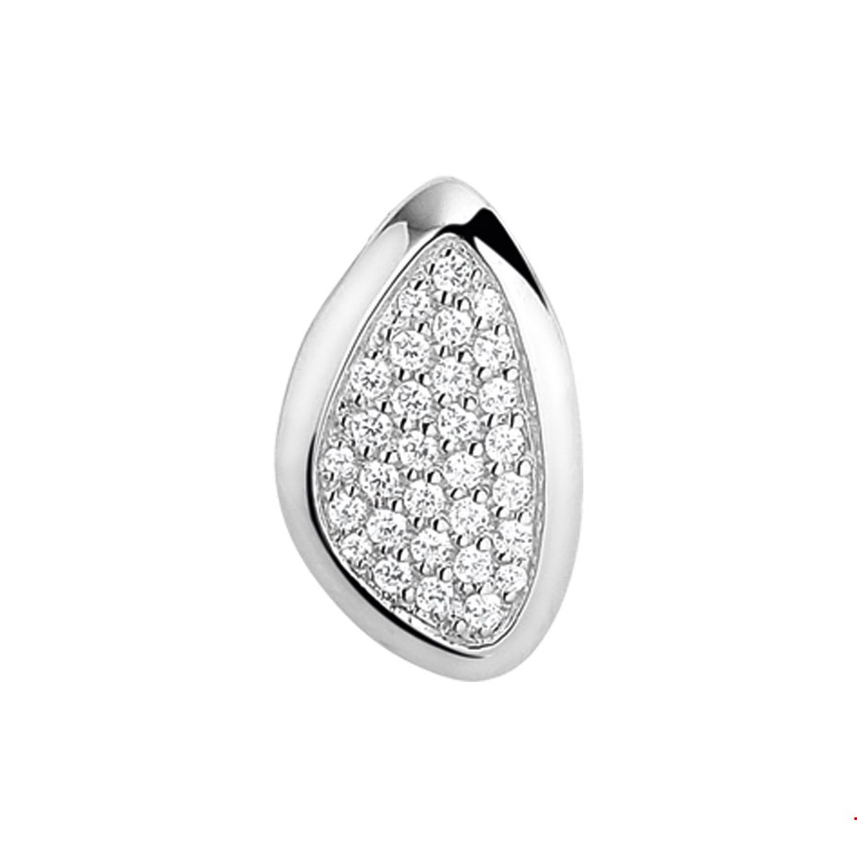 Beschrijving: Gerhodineerd zilveren hanger met zirkonia. 
Doelgroep: dames
Breedte: 12 mm
Hoogte: 20 mm
Zetting: pave