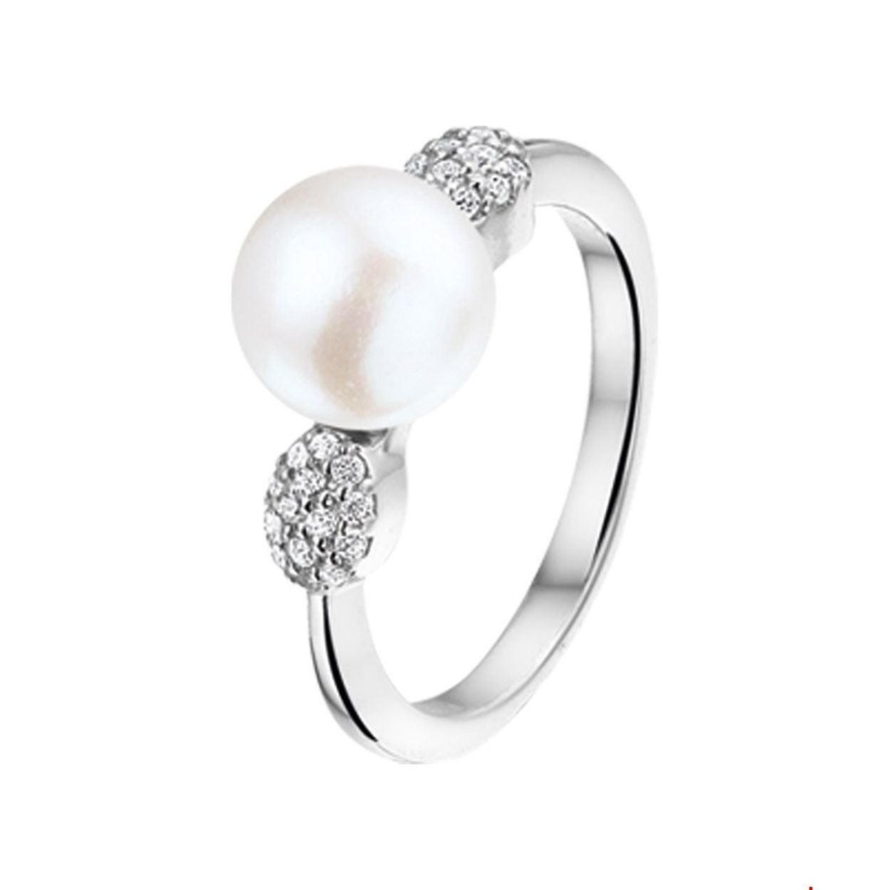Beschrijving: Gerhodineerd zilveren ring met zoetwaterparel en zirkonia. 
Uniekenummer serie: 33393
Verpakt per: 1
Doelgroep: dames
Ringmaat: 17.75 mm (56)
Breedte: 8.5 mm