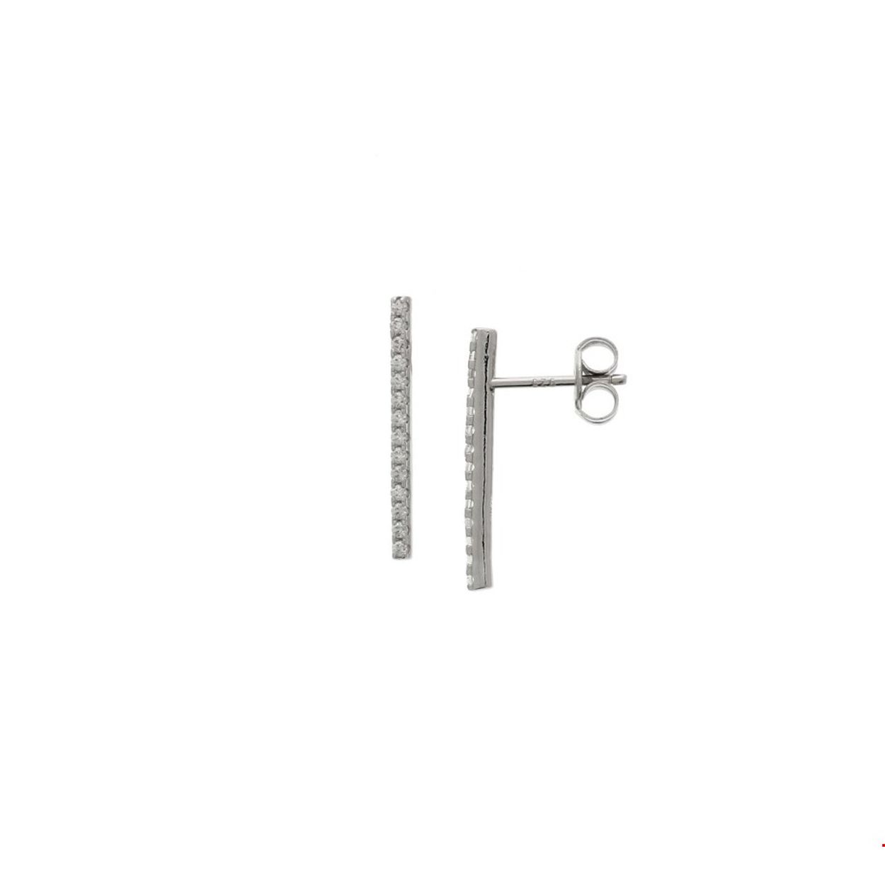Beschrijving: Gerhodineerd zilveren oorknoppen met zirkonia. 
Uniekenummer serie: 34669
Verpakt per: 1
Doelgroep: dames
Breedte: 1.5 mm
Hoogte: 20 mm
Zetting: alliance (rijzetting)