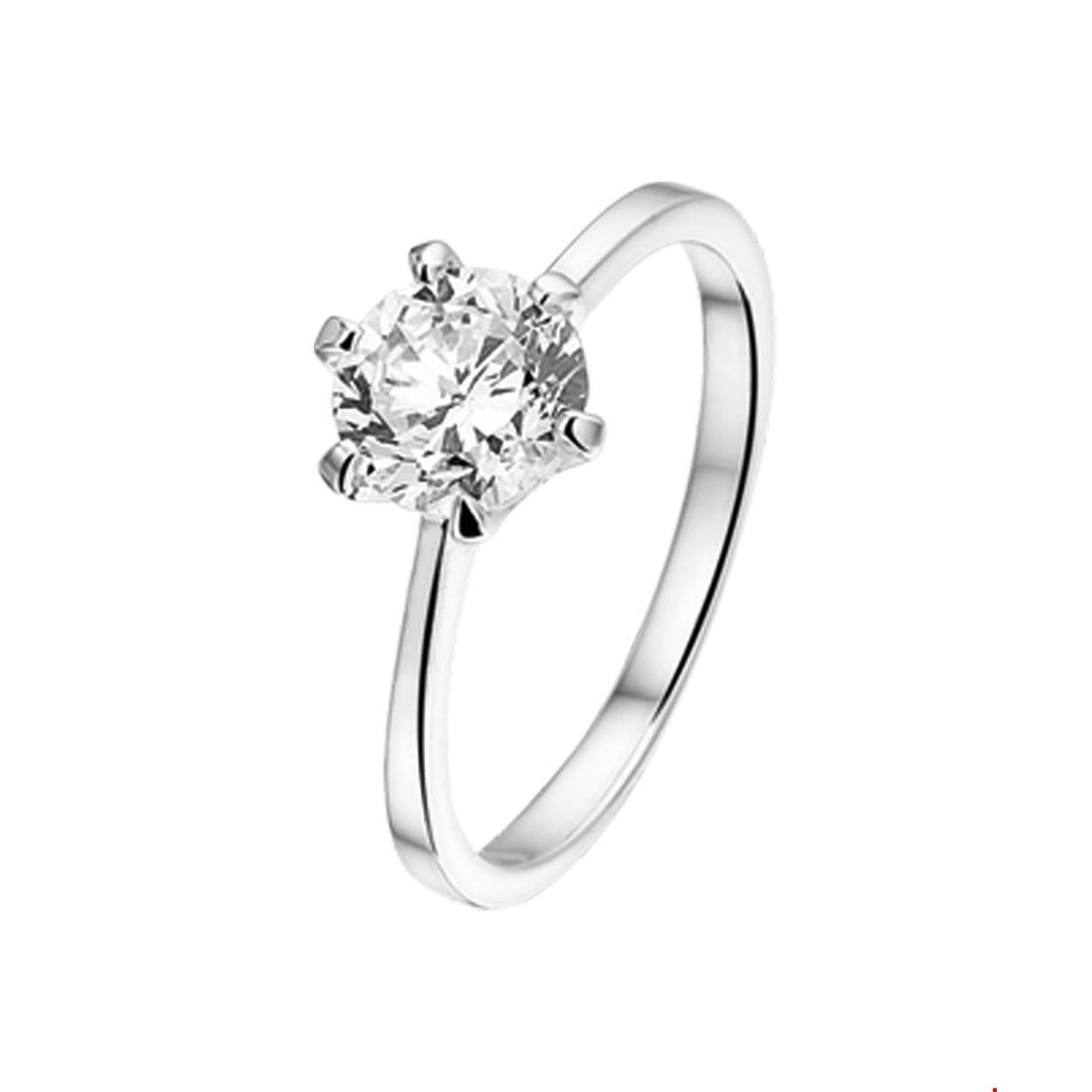 Gerhodineerd zilveren ring met zirkonia. 
Ringmaat: 16.00 mm (50)
Breedte: 8.5 mm
Zetting: solitaire (chatonzetting)