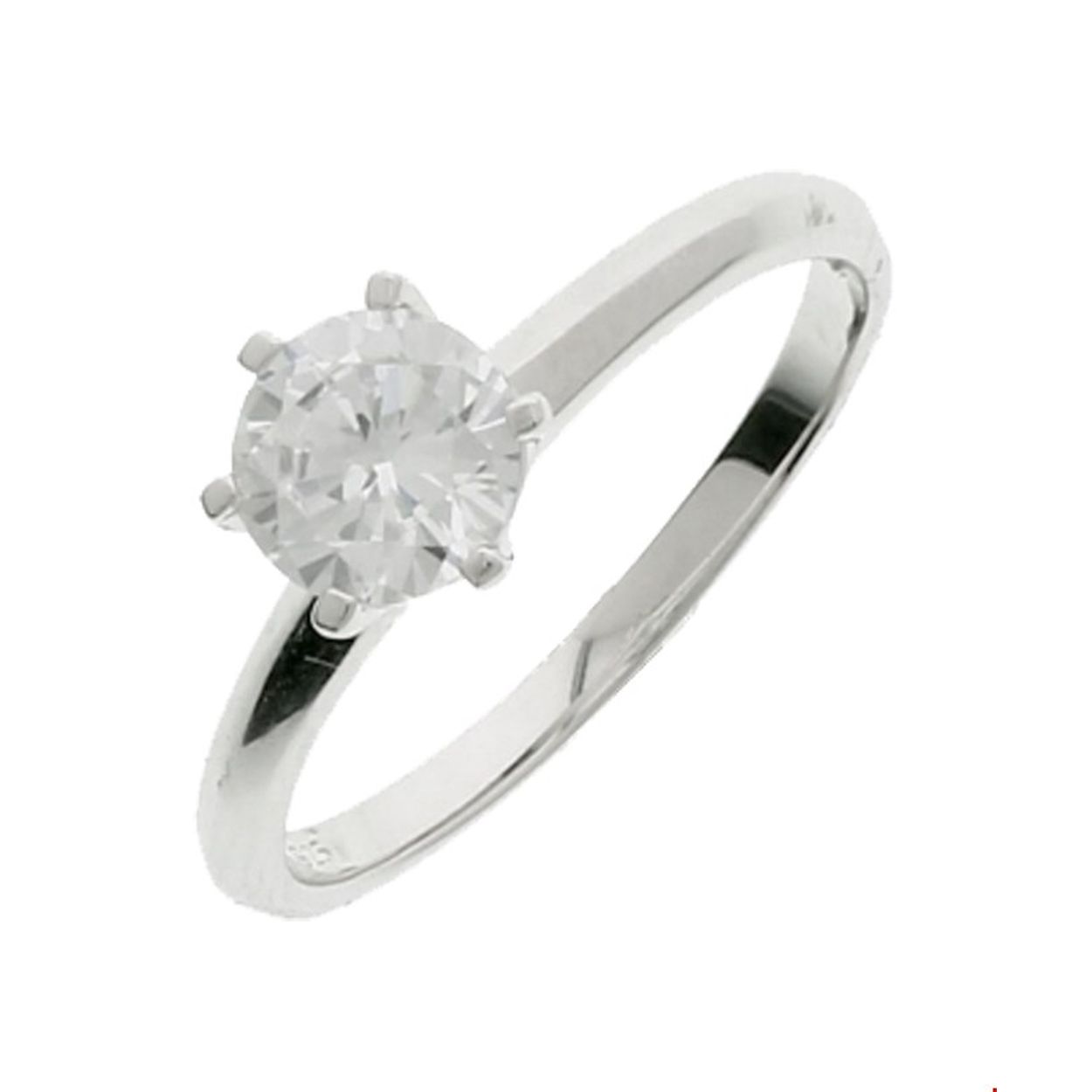 Beschrijving: Gerhodineerd zilveren ring met zirkonia. 
Uniekenummer serie: 33662
Verpakt per: 1
Doelgroep: dames
Ringmaat: 16.50 mm (52)
Breedte: 7.5 mm
Zetting: solitaire (chatonzetting)