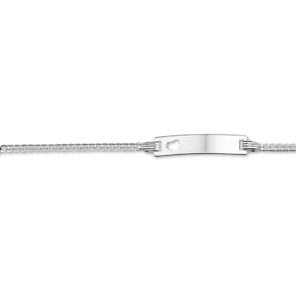 De armband is gemaakt van gerhodineerd zilver en is zilverkleurig. Het is een sieraad voor kinderen.