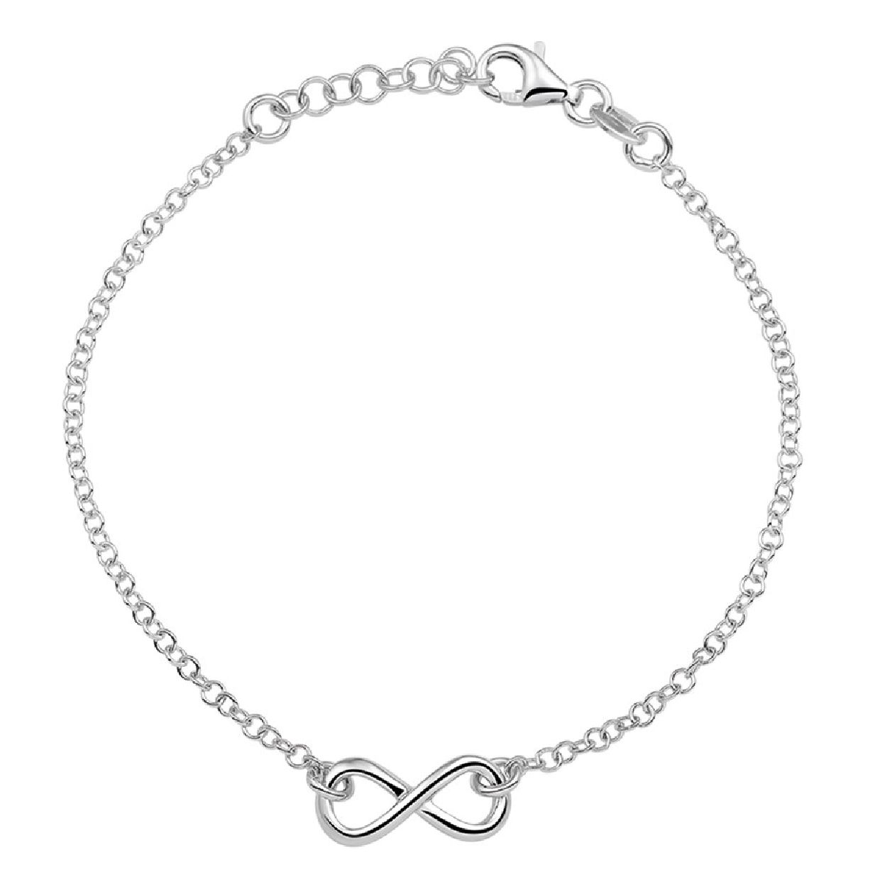 De armband is gemaakt van gerhodineerd zilver en is zilverkleurig. Het is een sieraad voor dames.