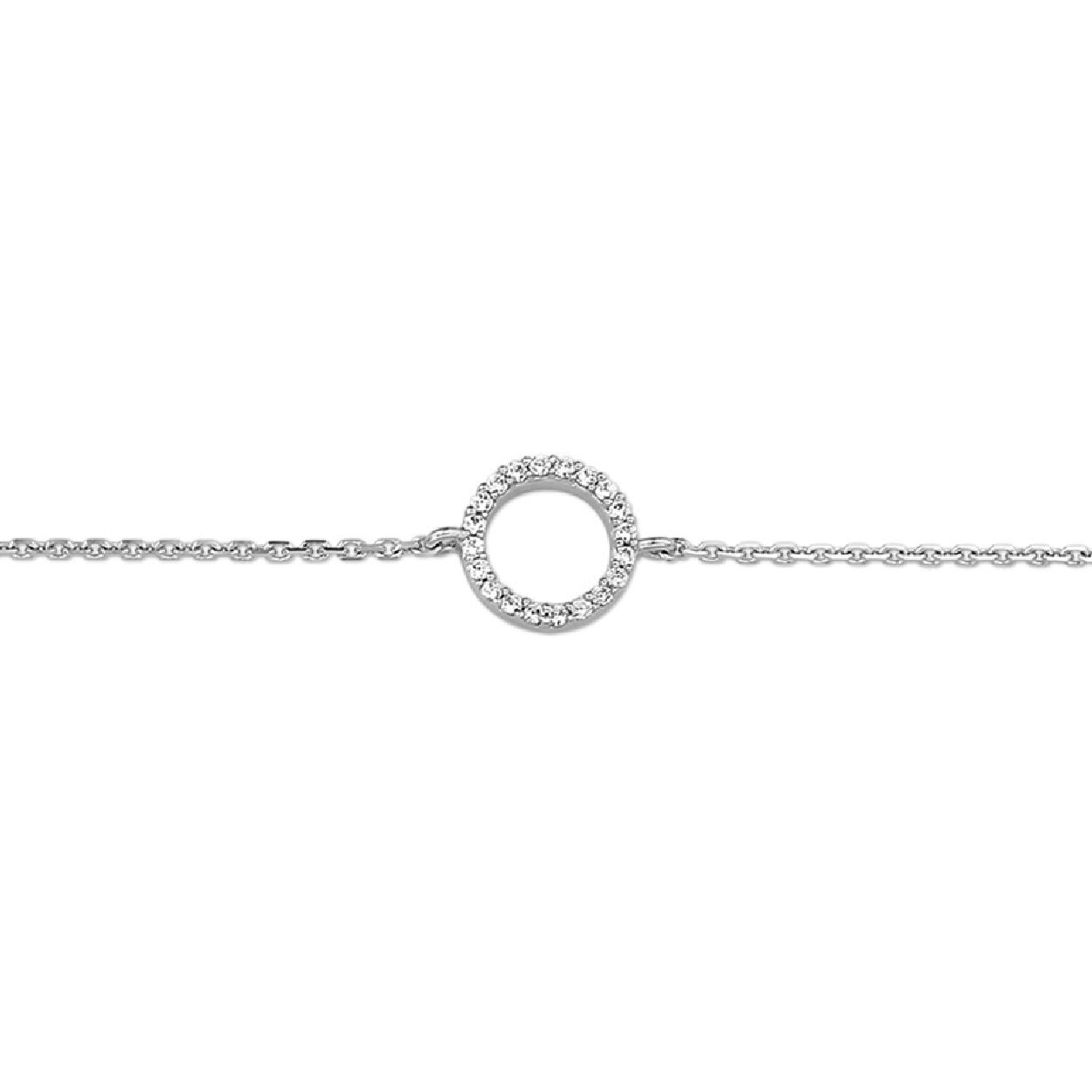 De armband is gemaakt van gerhodineerd zilver en is zilverkleurig. Het is een sieraad voor dames.