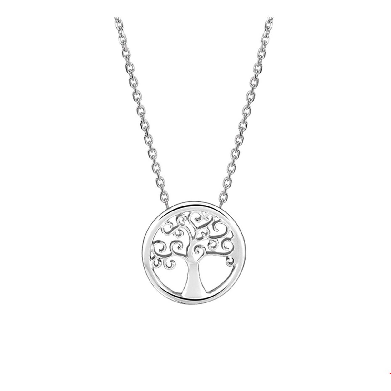Beschrijving: Gerhodineerd zilveren collier met een levensboom. De lengte bedraagt 41cm met 4cm extensie. 
Verpakt per: 1
Doelgroep: dames
Breedte: 15.5 mm
Kortste lengte: 41 mm
Langste lengte: 45 mm