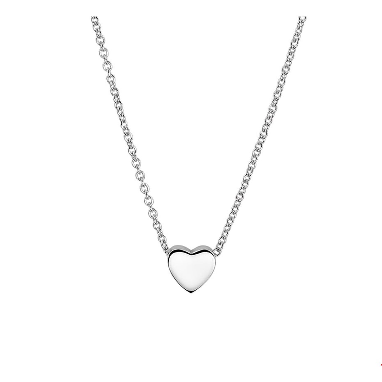 Gerhodineerd zilveren collier met een hart. De lengte bedraagt 41cm met 4cm extensie. Het hart heeft een afmeting van 7x7m en de schakelbreedte is 1.4mm.
Doelgroep: dames
Breedte: 7 mm
Kortste lengte: 41 cm
Langste lengte: 45 cm
Hoogte: 7 mm