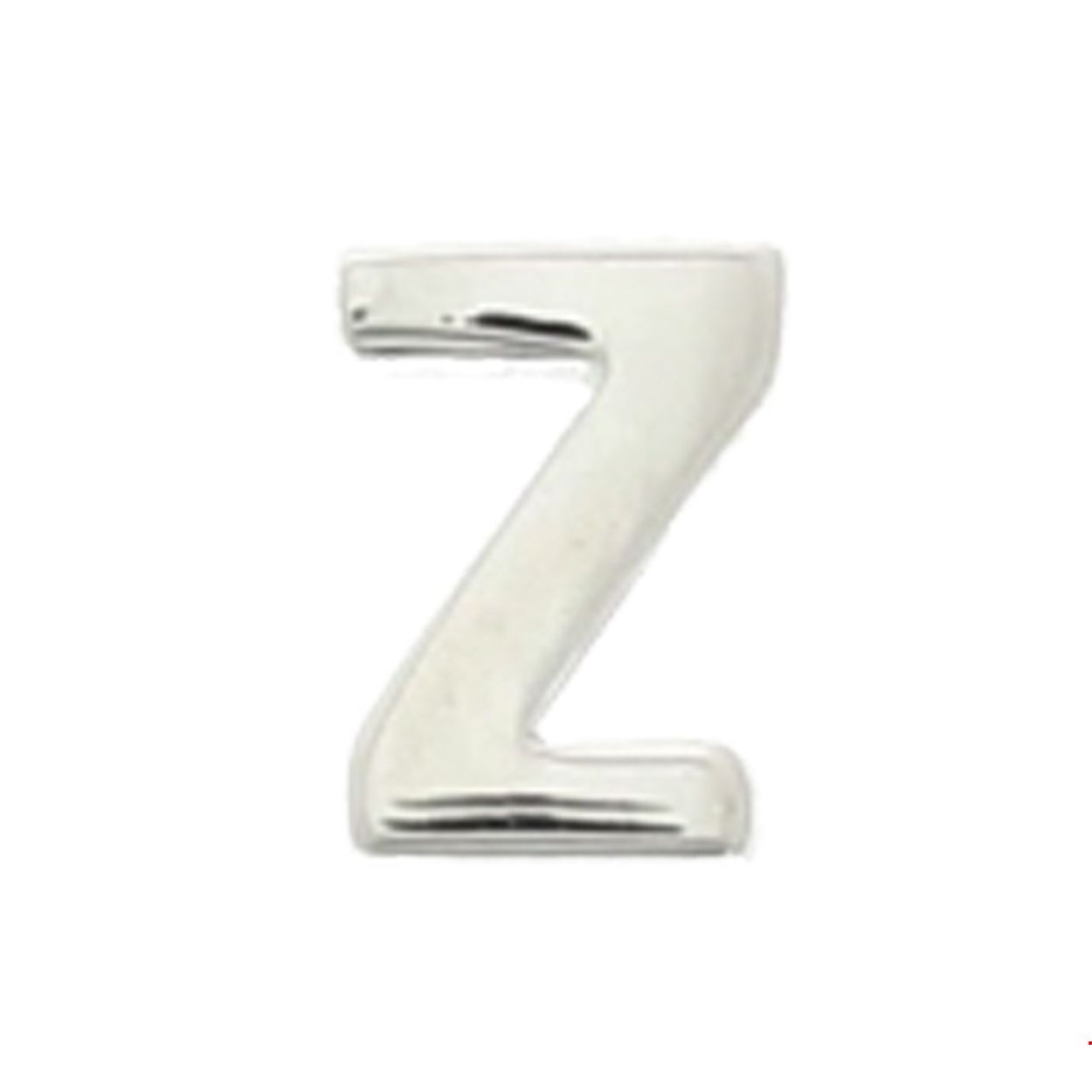 Gerhodineerd zilveren hanger letter Z met een hoogte van 6.5mm en een breedte van 4.5mm. 