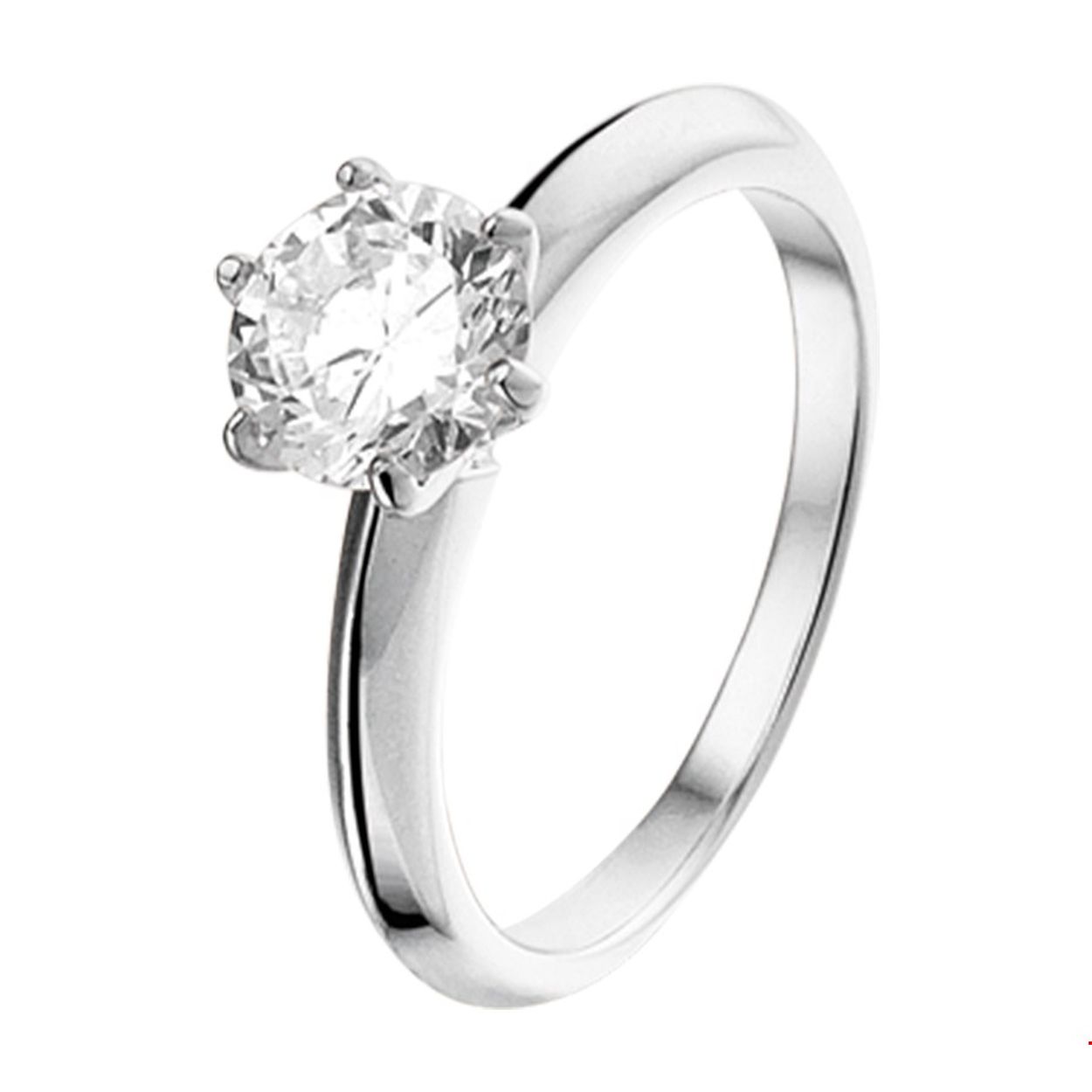 Beschrijving: Gerhodineerd zilveren ring met zirkonia. 
Uniekenummer serie: 33991
Verpakt per: 1
Doelgroep: dames
Ringmaat: 19.00 mm (60)
Breedte: 8 mm
Zetting: solitaire (chatonzetting)