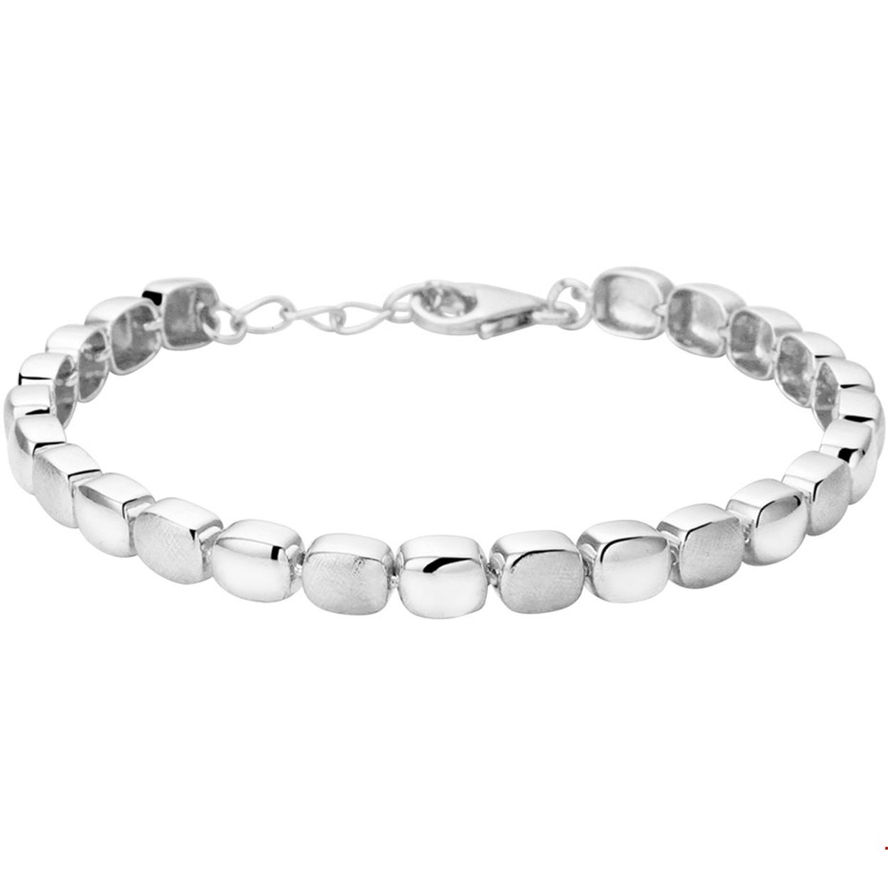  Gerhodineerd zilveren armband met een poli/matte afwerking. De lengte bedraagt 17cm met 3cm extensie. 
Verpakt per: 1
Doelgroep: dames
Breedte: 5 mm
Kortste lengte: 17 mm
Langste lengte: 20 mm
